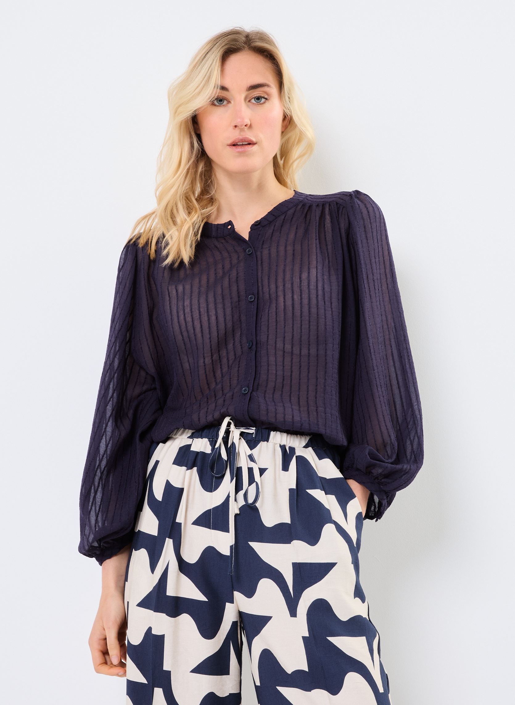 Bluse a maniche lunghe Poesie donna blu Grace & Mila Bluse a maniche lunghe Poesie donna blu MARINE
