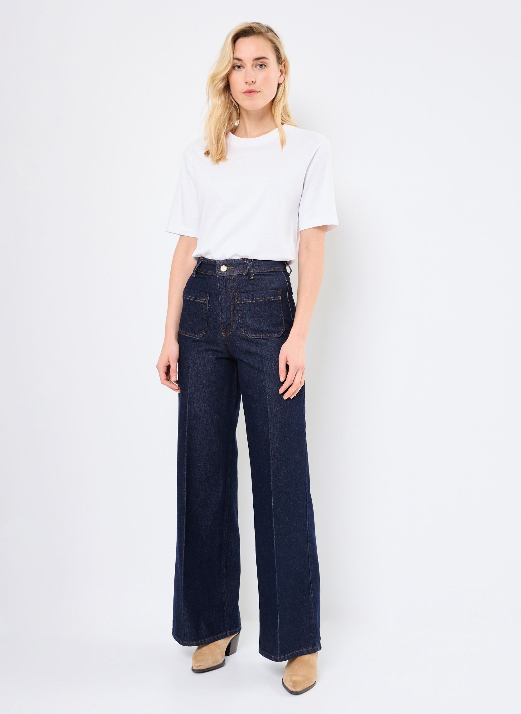 Rechte jeans / Straight Leg Jeans June dames blauw Grace & Mila Rechte jeans / Straight Leg Jeans June dames blauw Dark Blue