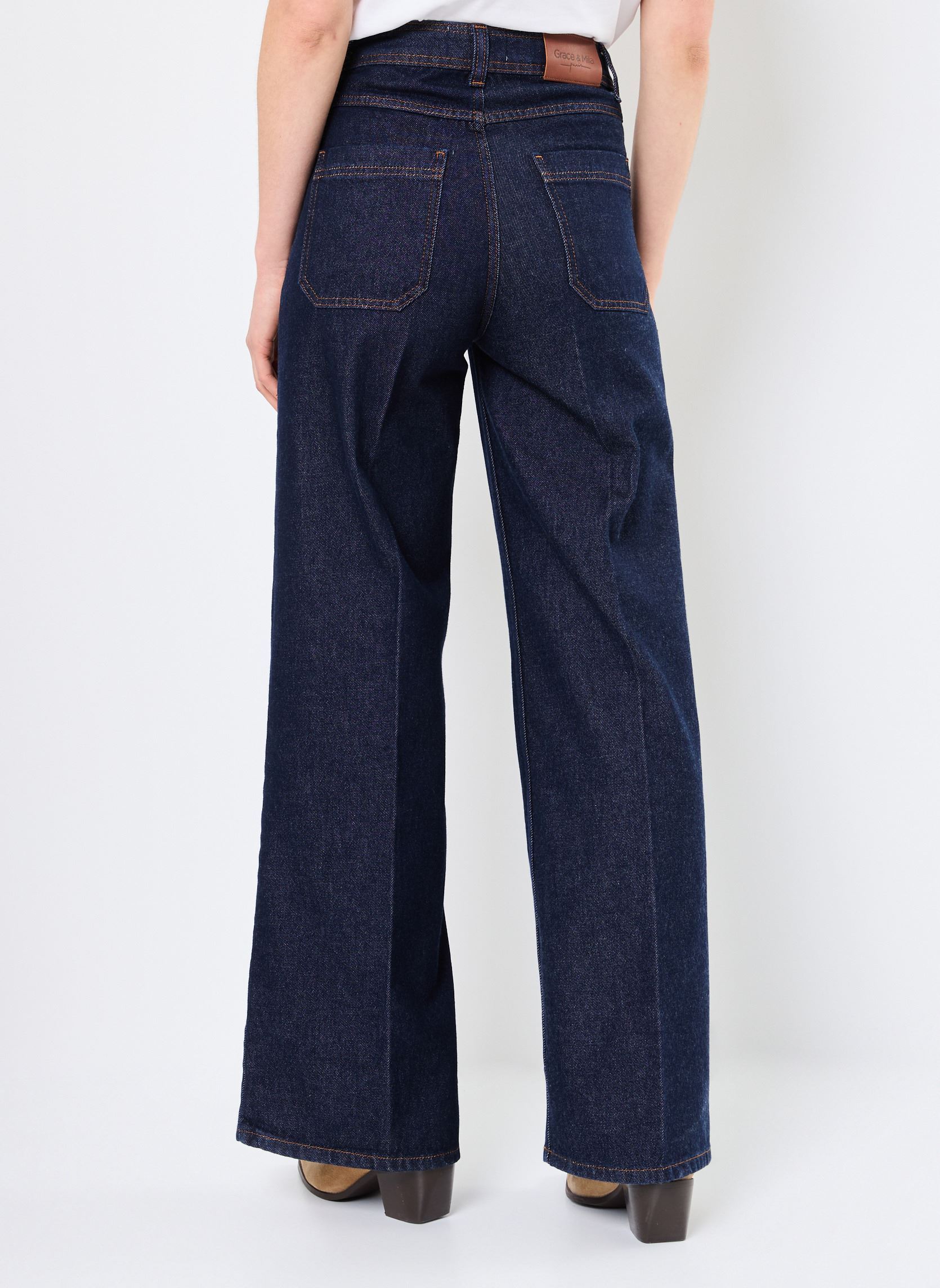 Rechte jeans / Straight Leg Jeans June dames blauw Grace & Mila Rechte jeans / Straight Leg Jeans June dames blauw Dark Blue