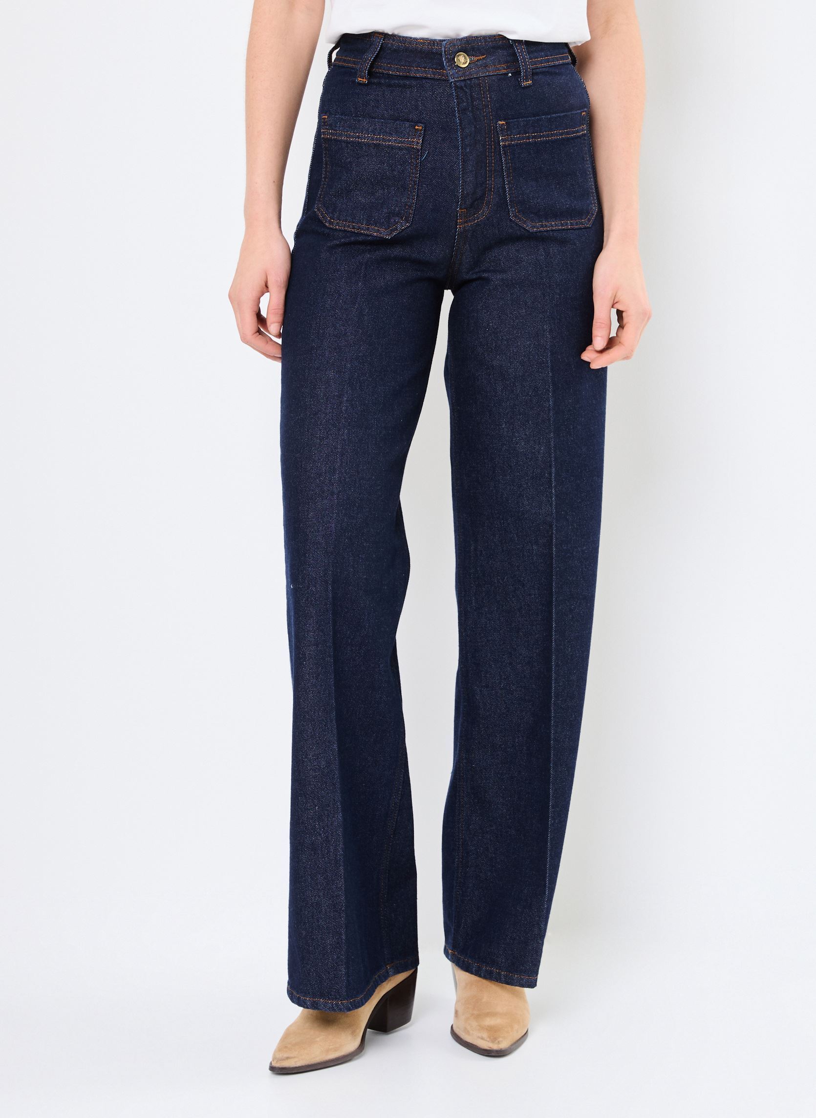 Rechte jeans / Straight Leg Jeans June dames blauw Grace & Mila Rechte jeans / Straight Leg Jeans June dames blauw Dark Blue