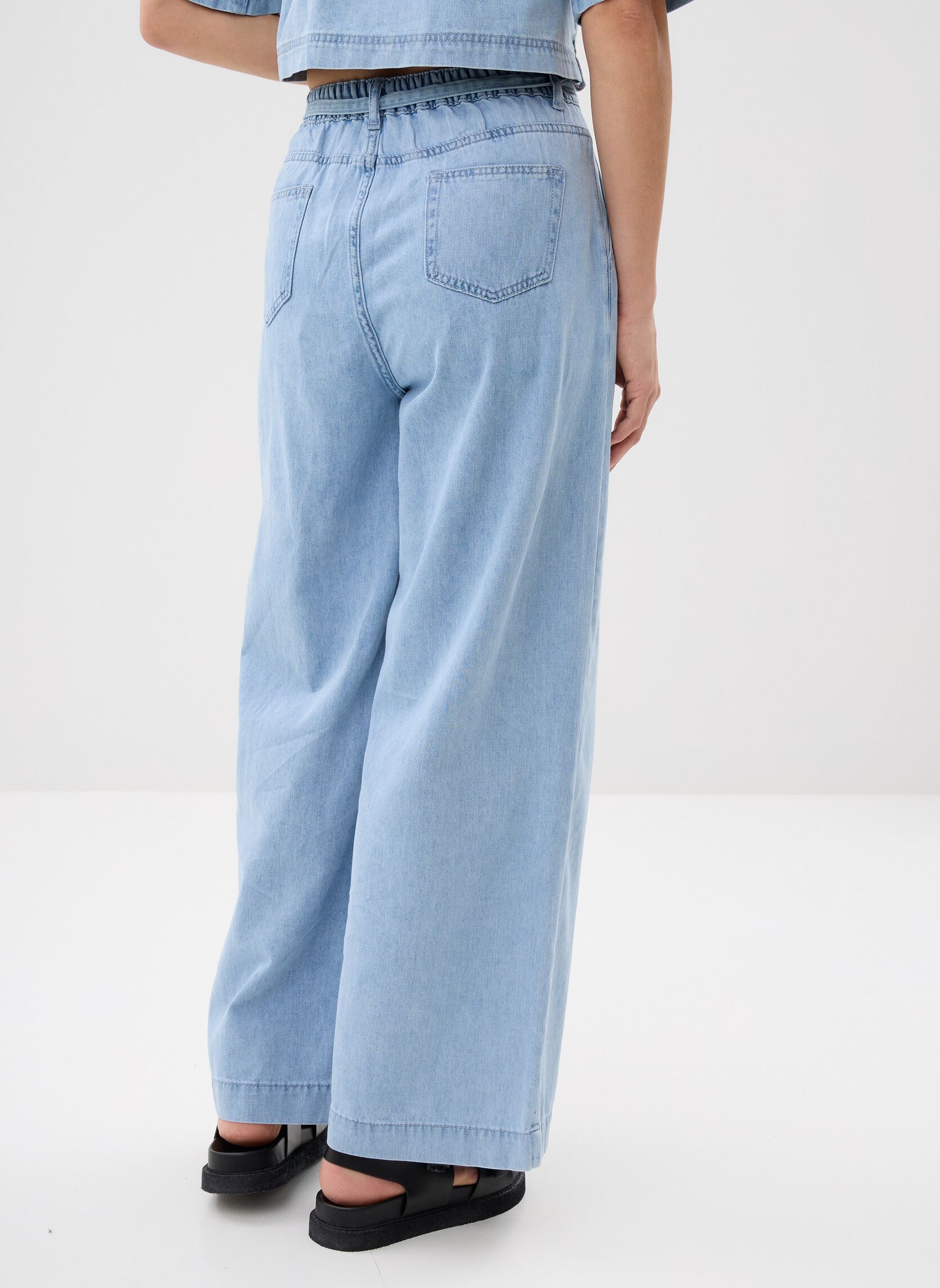 Jeans larghi Pompon donna blu Grace & Mila Jeans larghi Pompon donna blu Sky_Blue