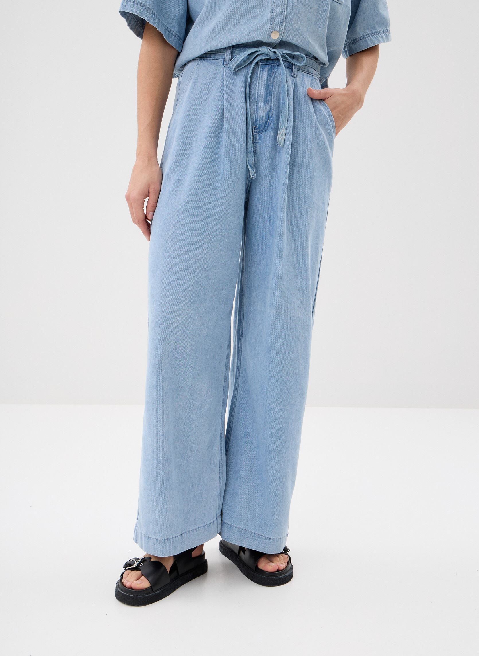 Jeans larghi Pompon donna blu Grace & Mila Jeans larghi Pompon donna blu Sky_Blue
