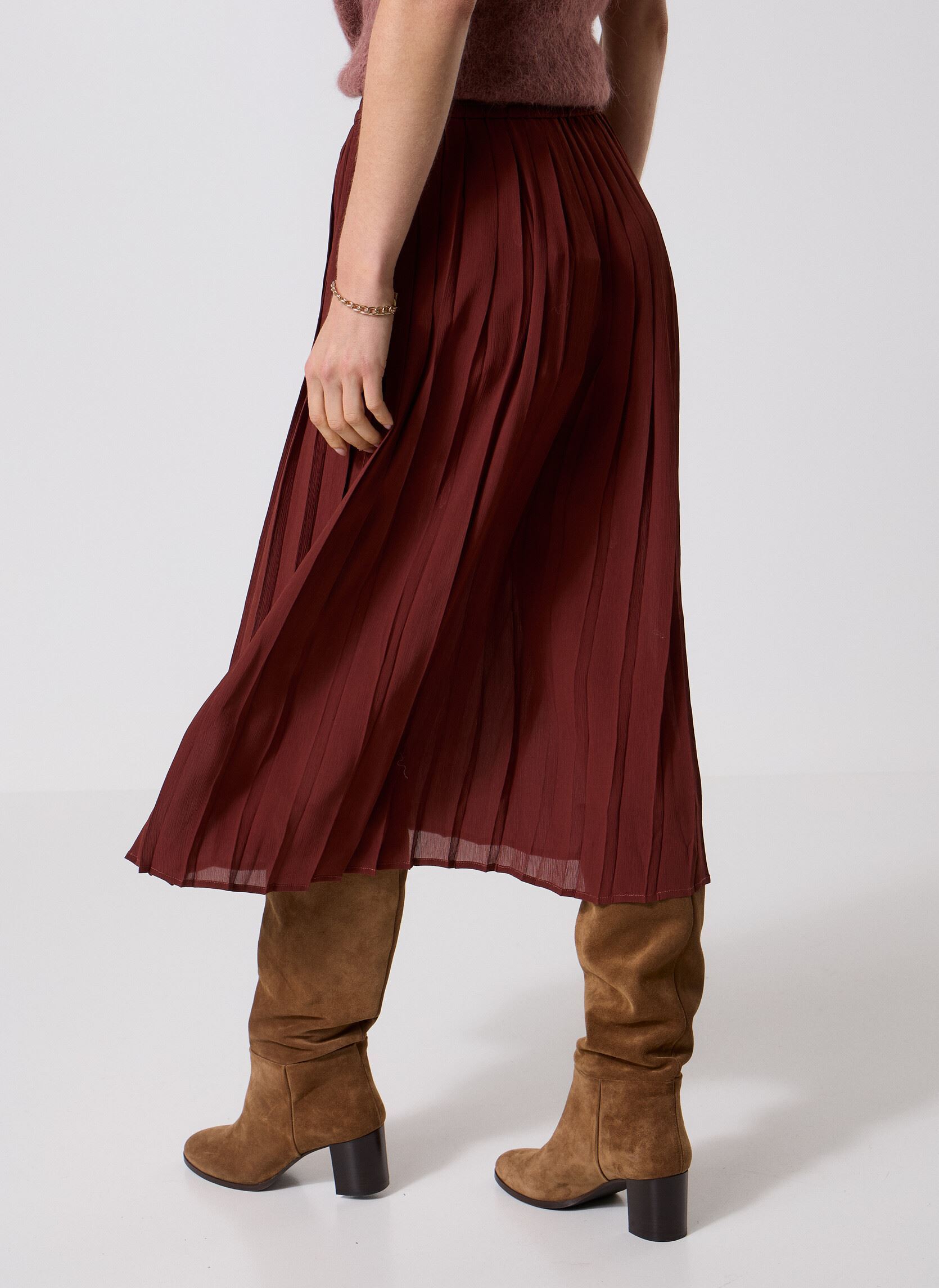Halflange rokken Plisse dames bruin Grace & Mila Halflange rokken Plisse dames bruin Chocolat