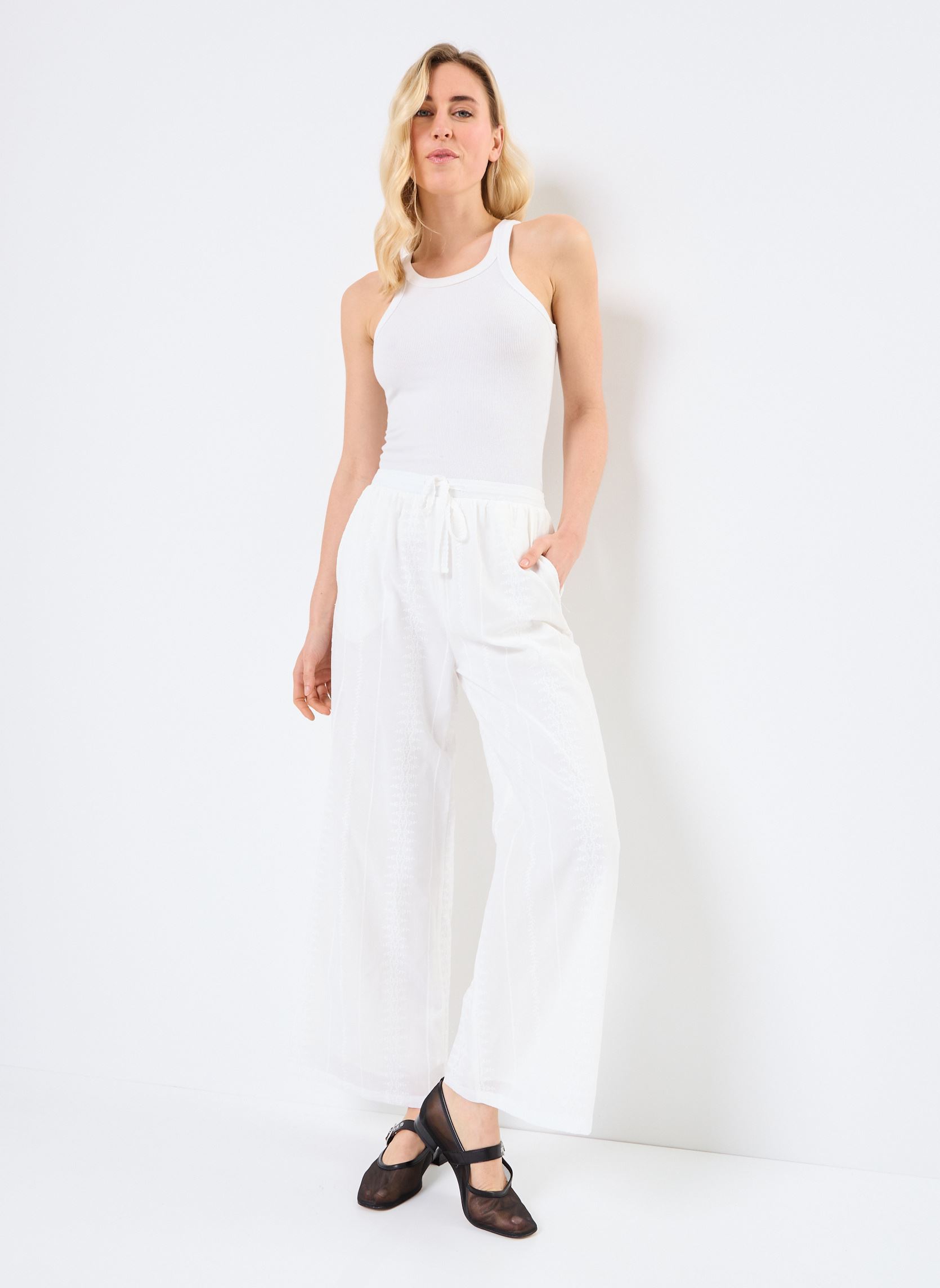 Weite Hosen Piccoli damen weiß Grace & Mila Weite Hosen Piccoli damen weiß Ecru
