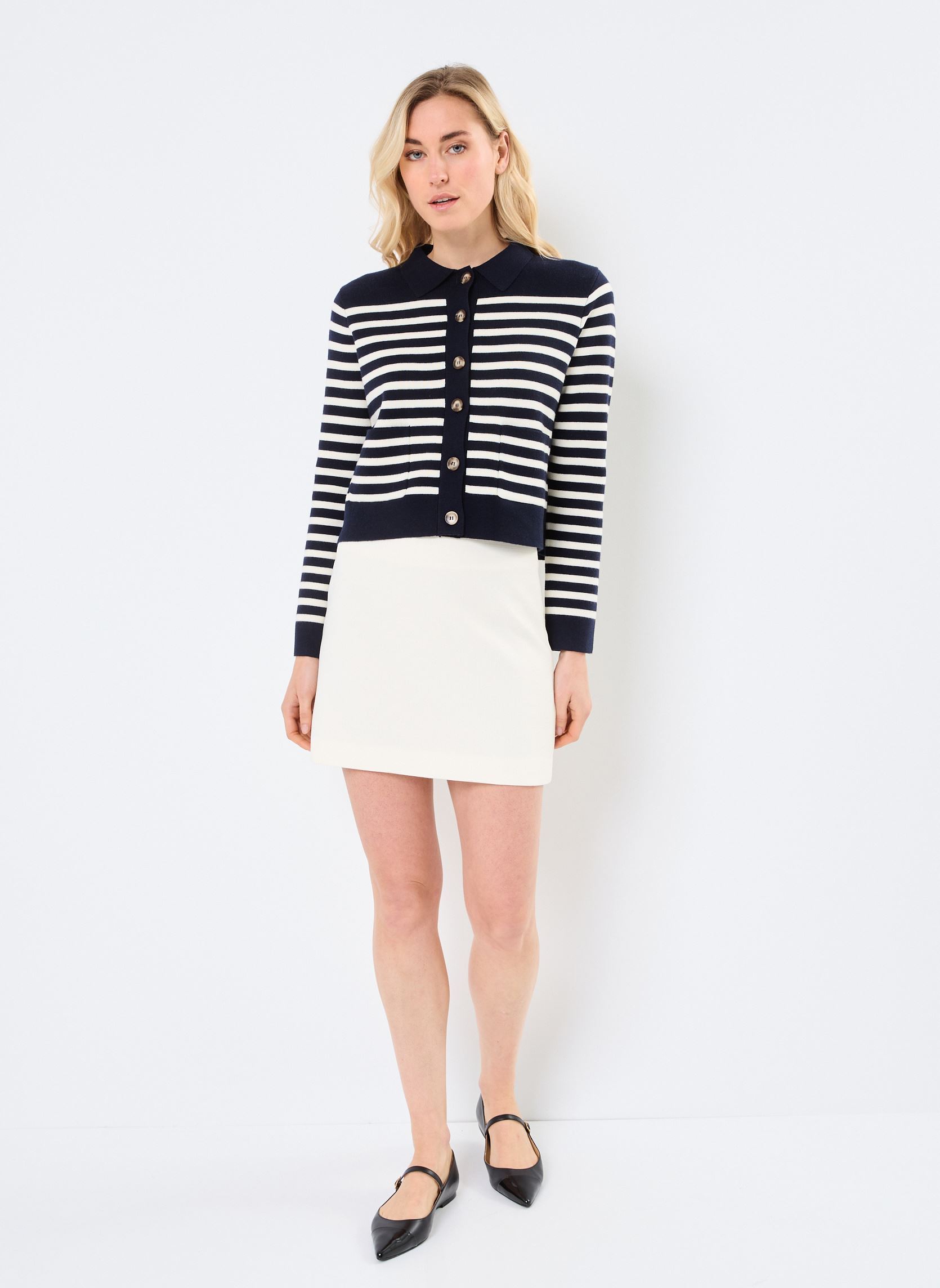 Vesten Pam dames wit Grace & Mila Vesten Pam dames wit Rayures Marine
