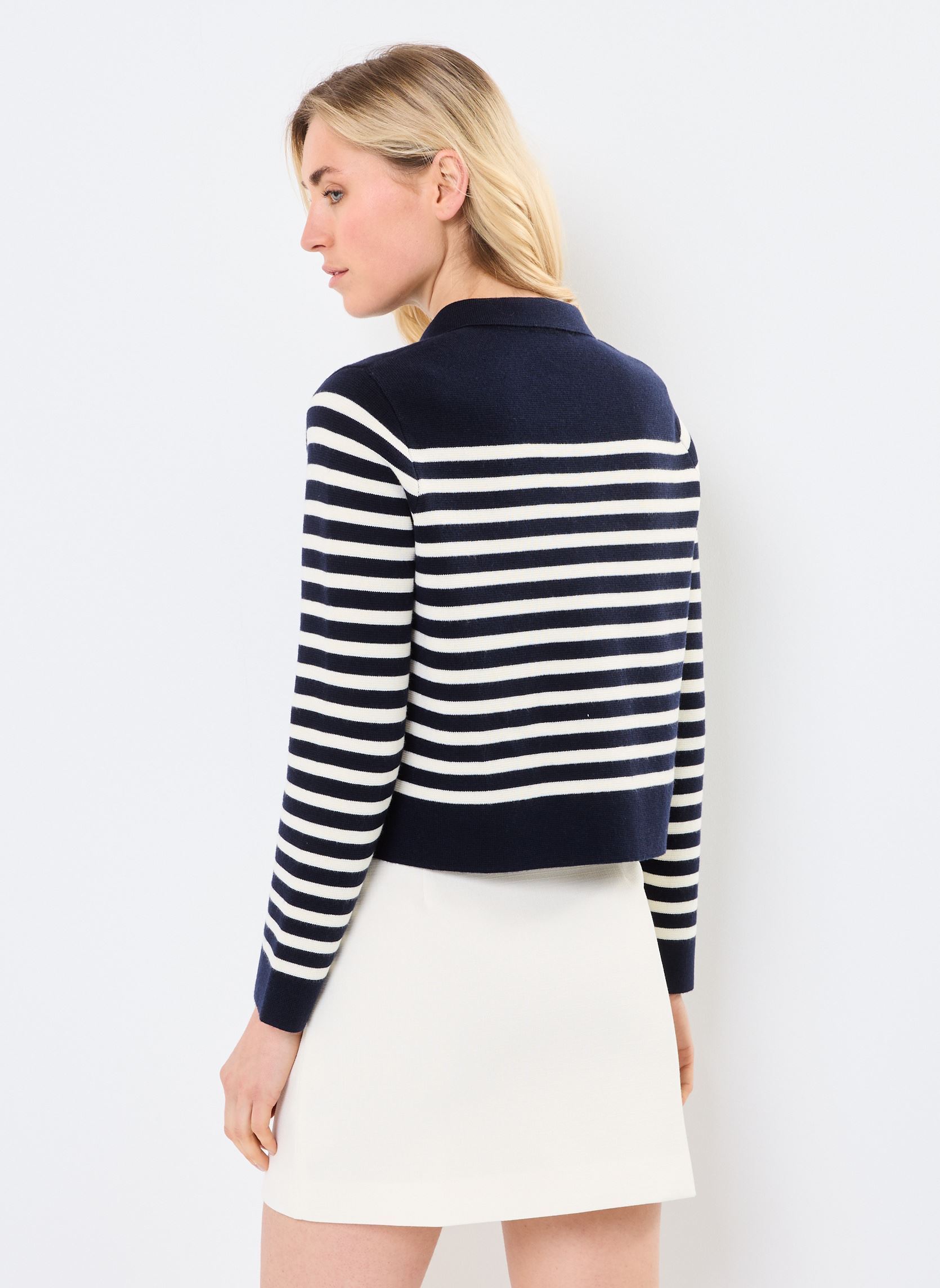 Vesten Pam dames wit Grace & Mila Vesten Pam dames wit Rayures Marine