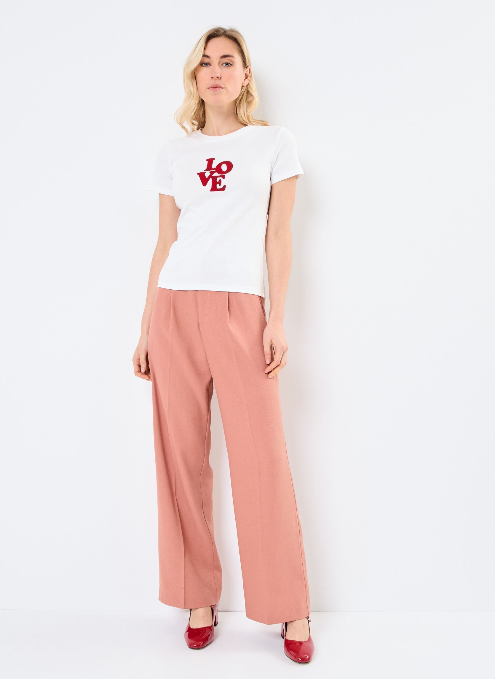 T-shirt a maniche corte Poussin donna bianco Grace & Mila T-shirt a maniche corte Poussin donna bianco ECRU