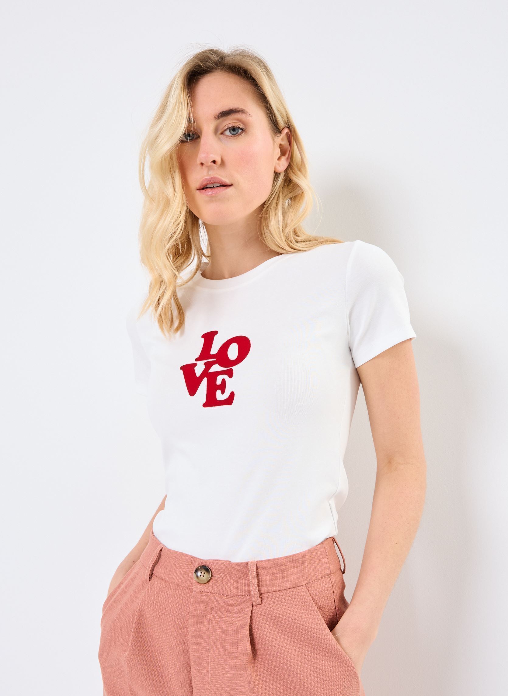 T-shirt a maniche corte Poussin donna bianco Grace & Mila T-shirt a maniche corte Poussin donna bianco ECRU
