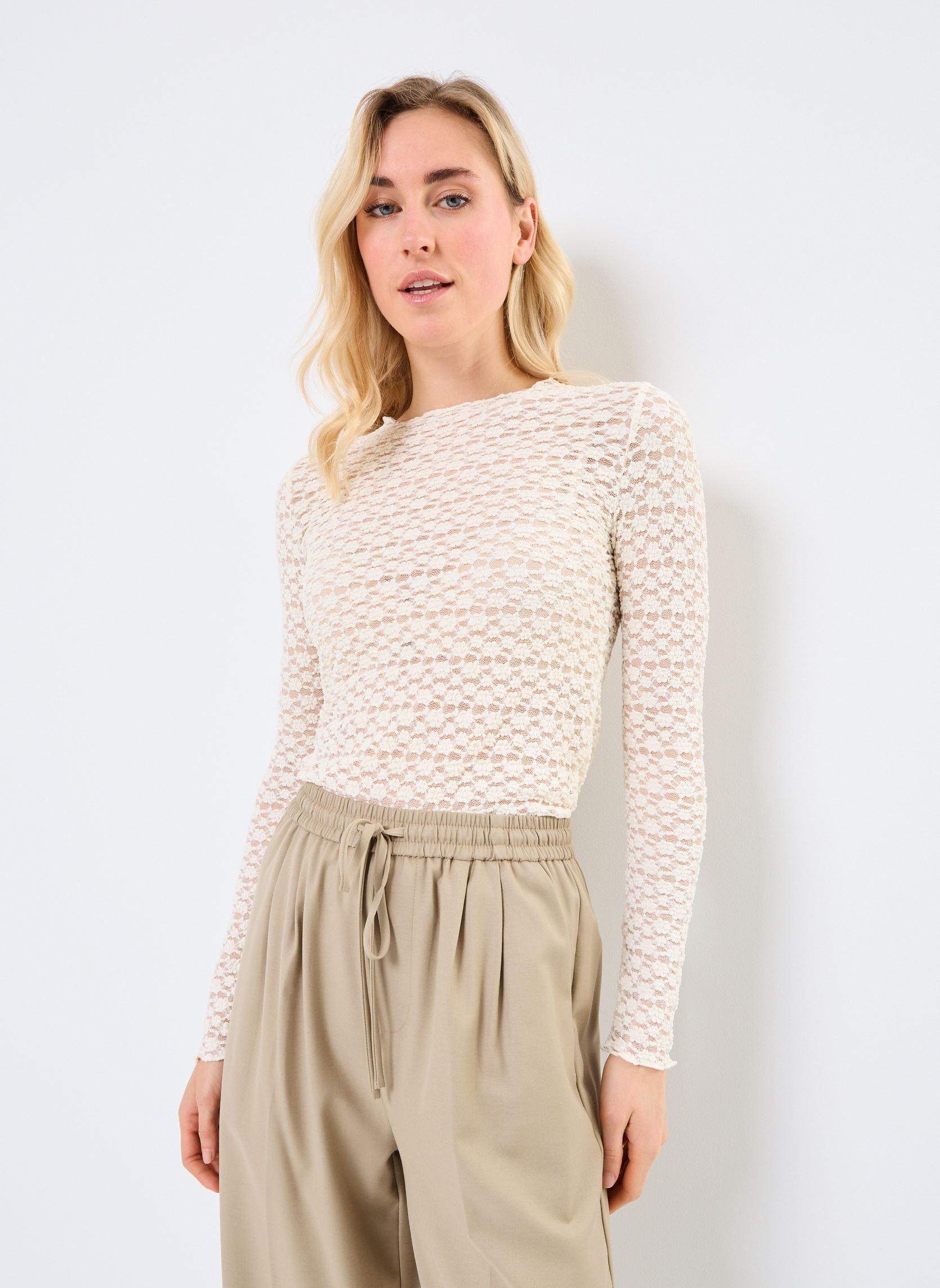 Tee-shirts manches longues Prairie femme blanc Grace & Mila Tee-shirts manches longues Prairie femme blanc Ecru