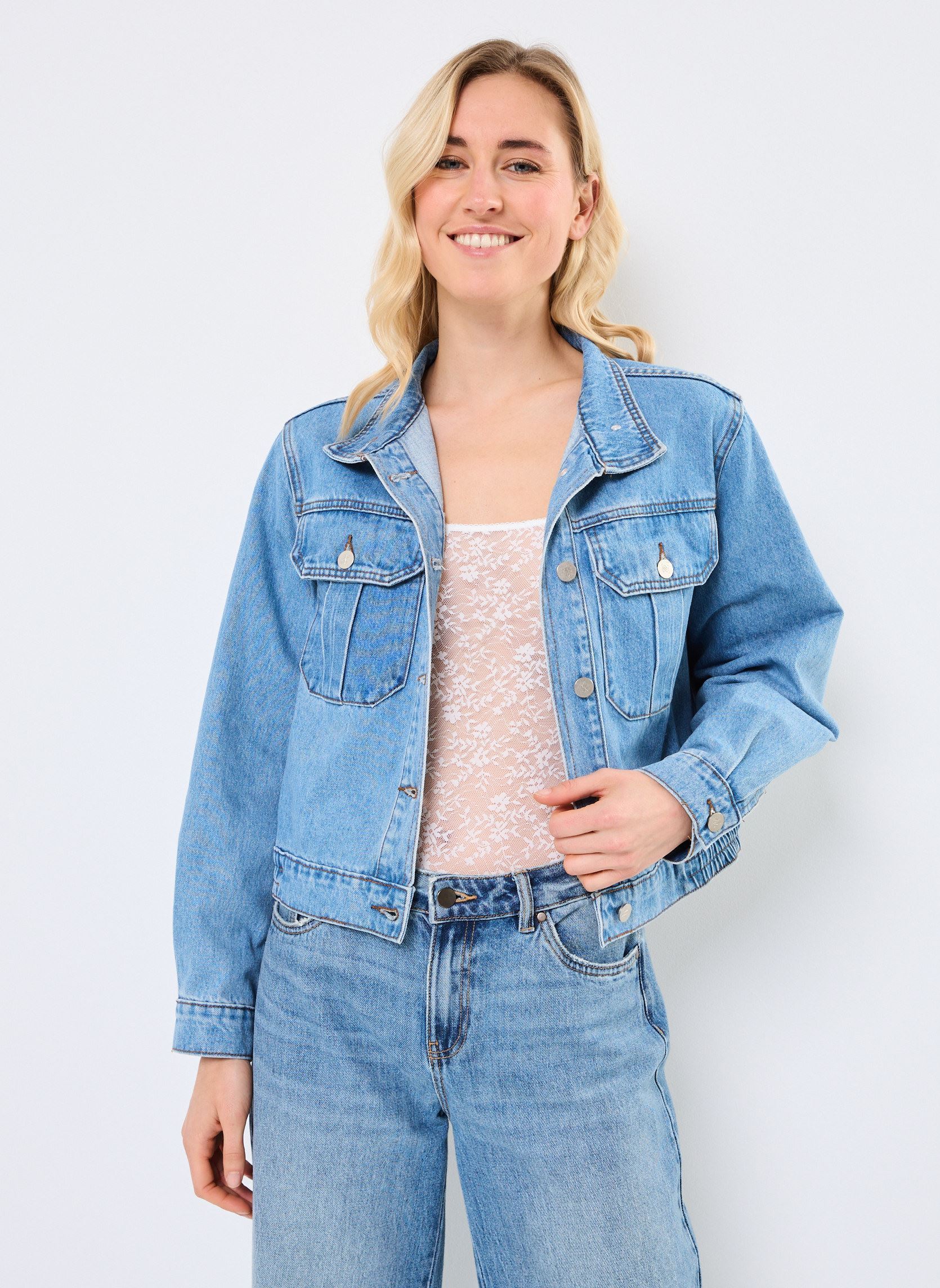 Vestes en jean Primrose femme bleu Grace & Mila Vestes en jean Primrose femme bleu Light blue