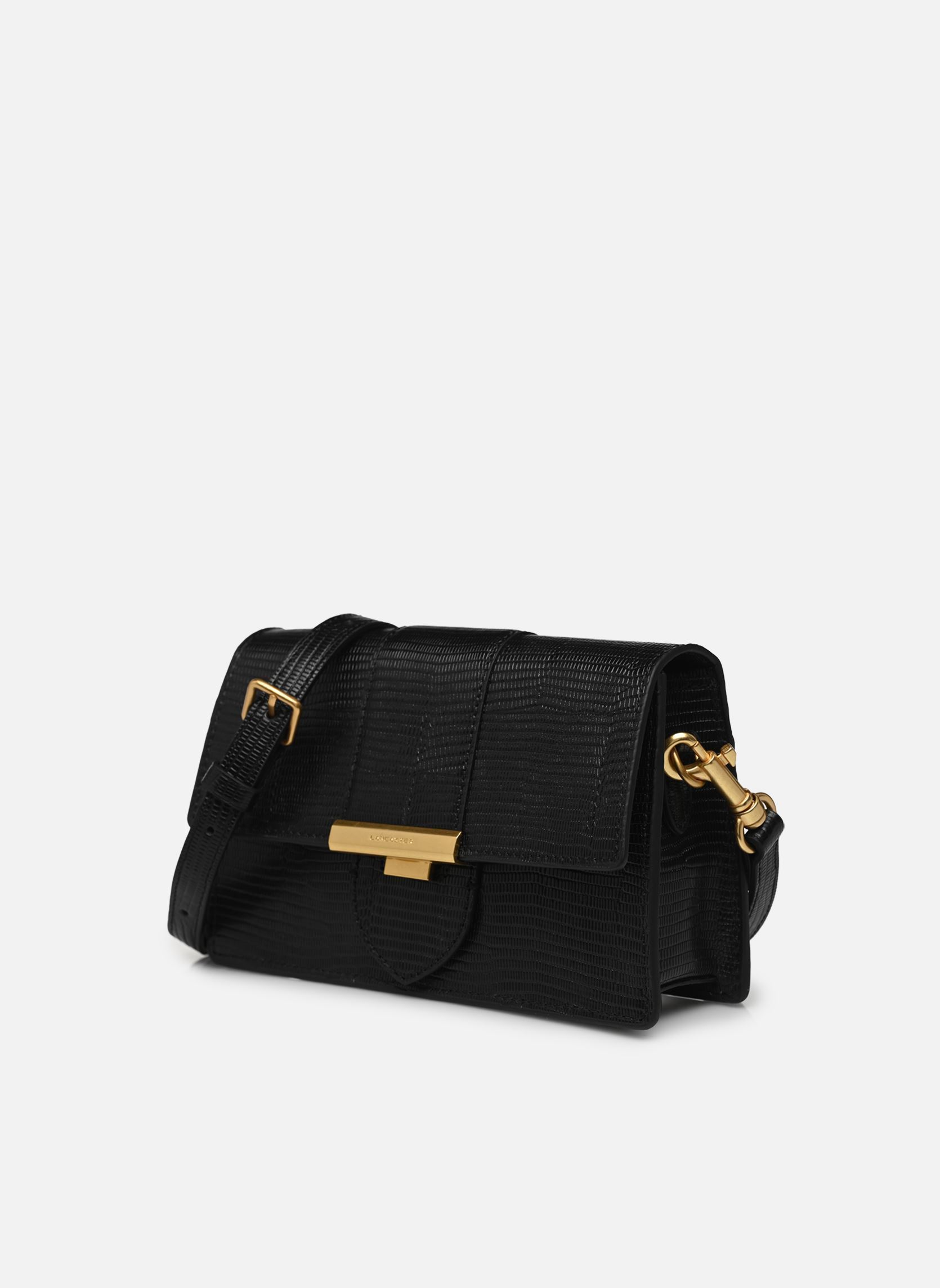 Umhängetaschen Sac trotteur A rabat avec fermoir S Léza damen schwarz Lancaster Umhängetaschen Sac trotteur A rabat avec fermoir S Léza damen schwarz NOIR LÉZARD