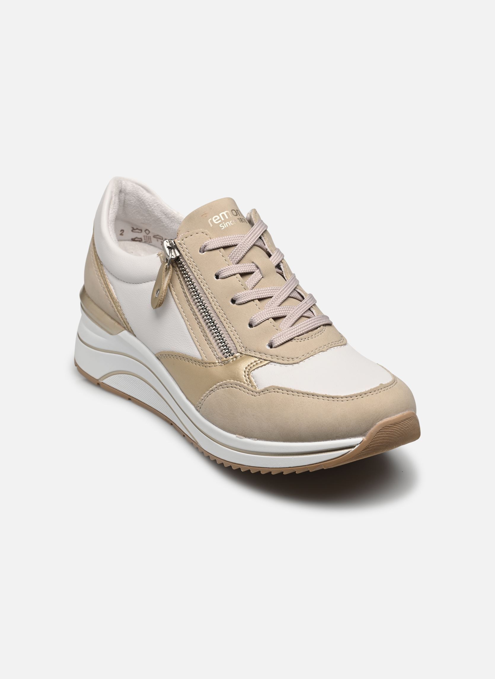 Sleehak sneakers D0T01 dames beige Remonte Sleehak sneakers D0T01 dames beige GINGER/WEISS/LIGHTGOLD