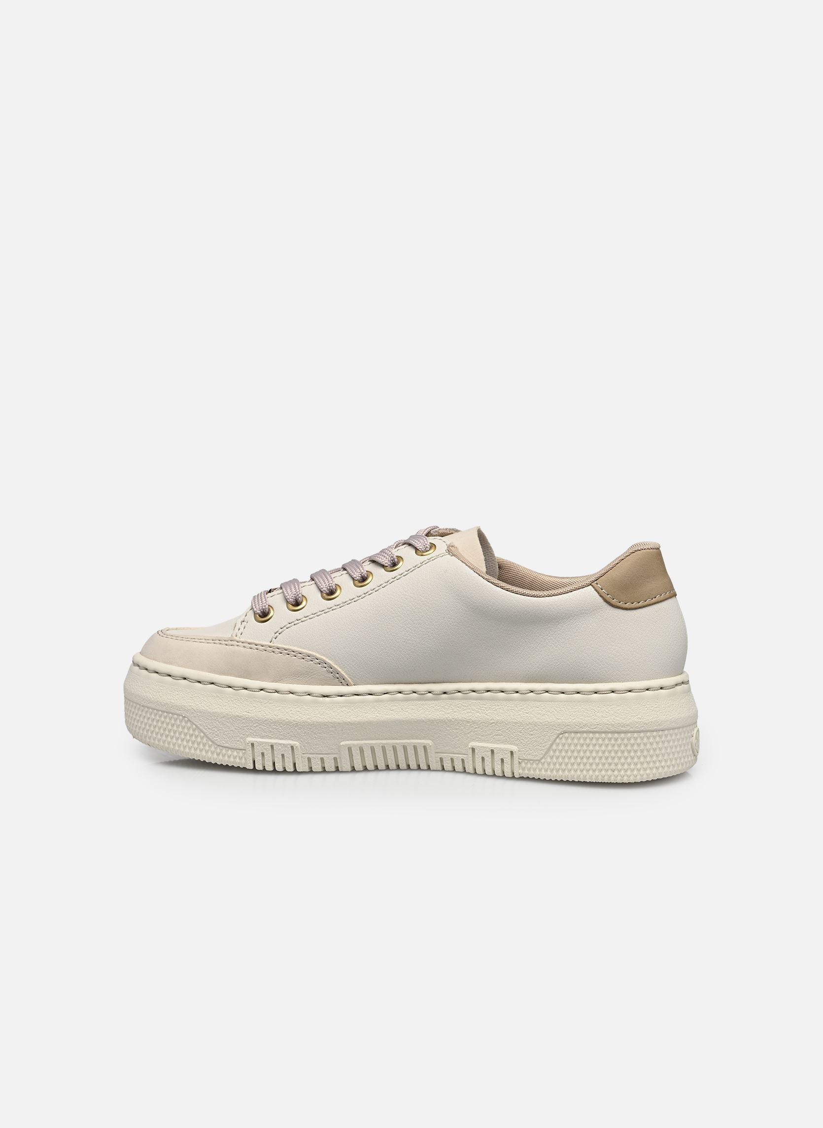 Sleehak sneakers M1912 dames wit Rieker Sleehak sneakers M1912 dames wit CREMA/OFFWHITE/MUSCHEL/PORZELL