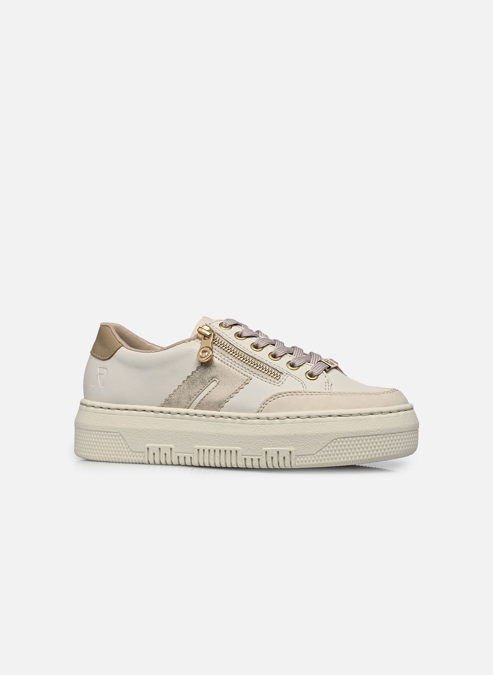 Sleehak sneakers M1912 dames wit Rieker Sleehak sneakers M1912 dames wit CREMA/OFFWHITE/MUSCHEL/PORZELL