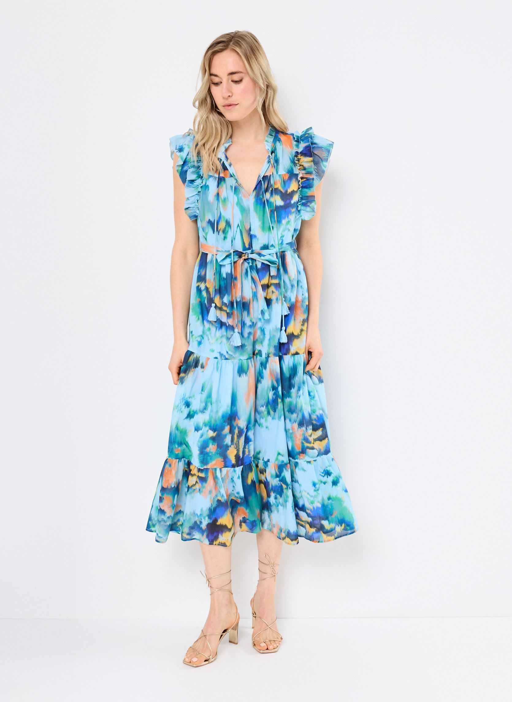 Lange Kleider CALIPSO damen blau Suncoo Lange Kleider CALIPSO damen blau Turquoise
