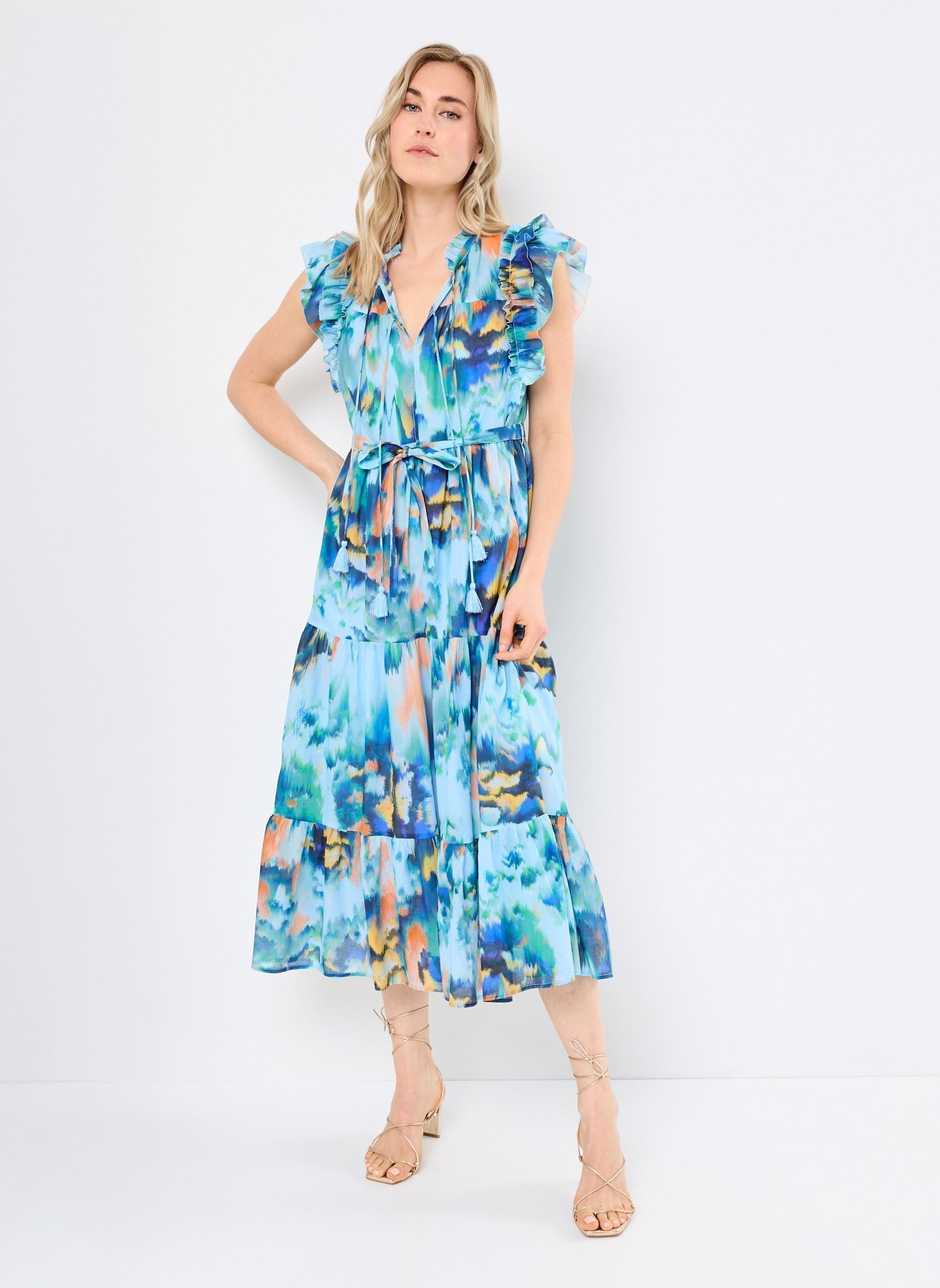 Lange Kleider CALIPSO damen blau Suncoo Lange Kleider CALIPSO damen blau Turquoise