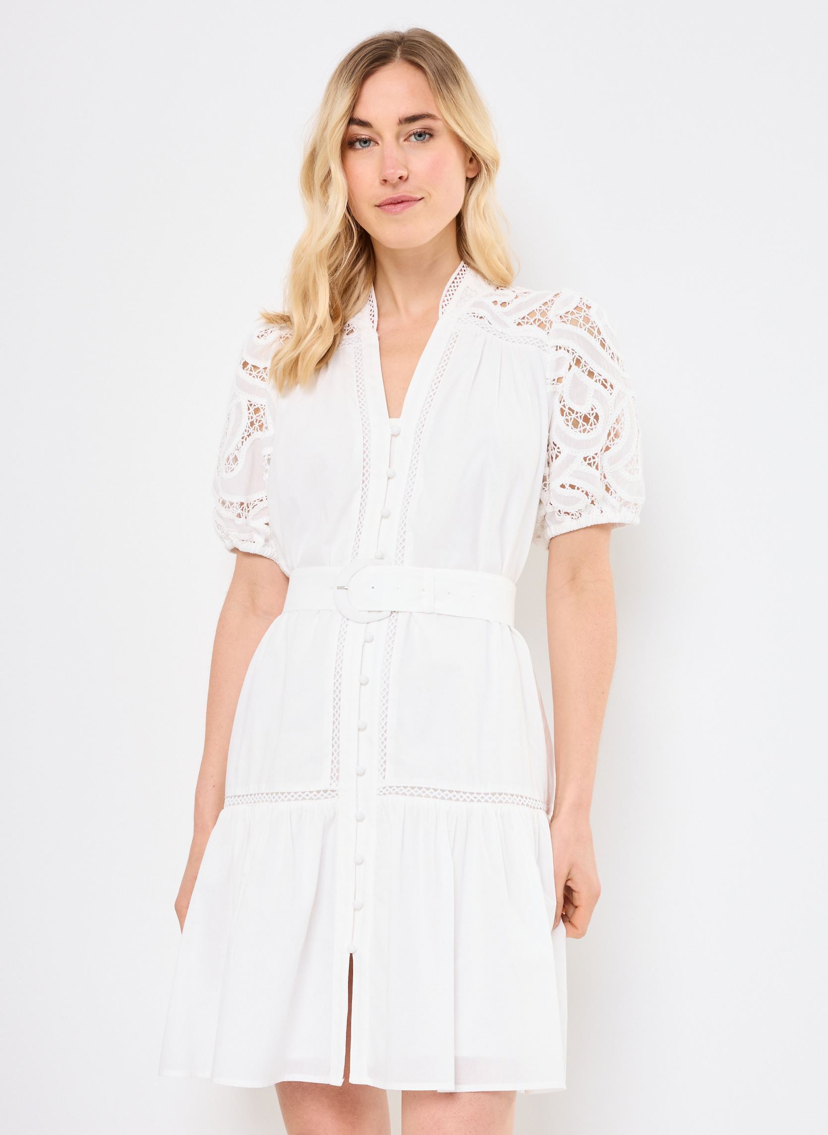 Jurken CATLEYA dames wit Suncoo Jurken CATLEYA dames wit Blanc Casse
