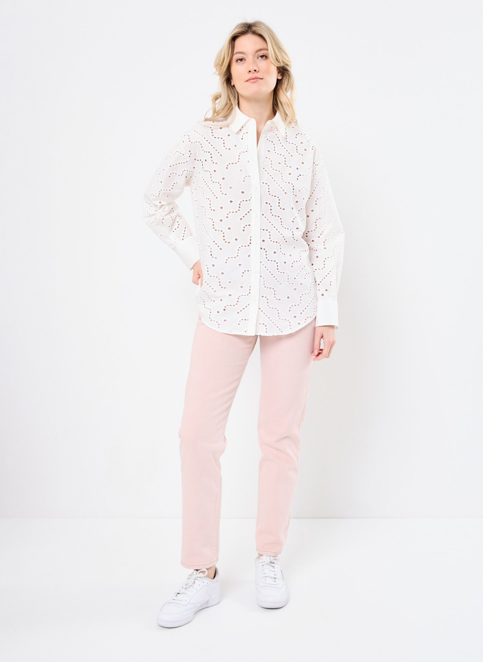 Lange mouw overhemden LOHAN dames wit Suncoo Lange mouw overhemden LOHAN dames wit Blanc Casse