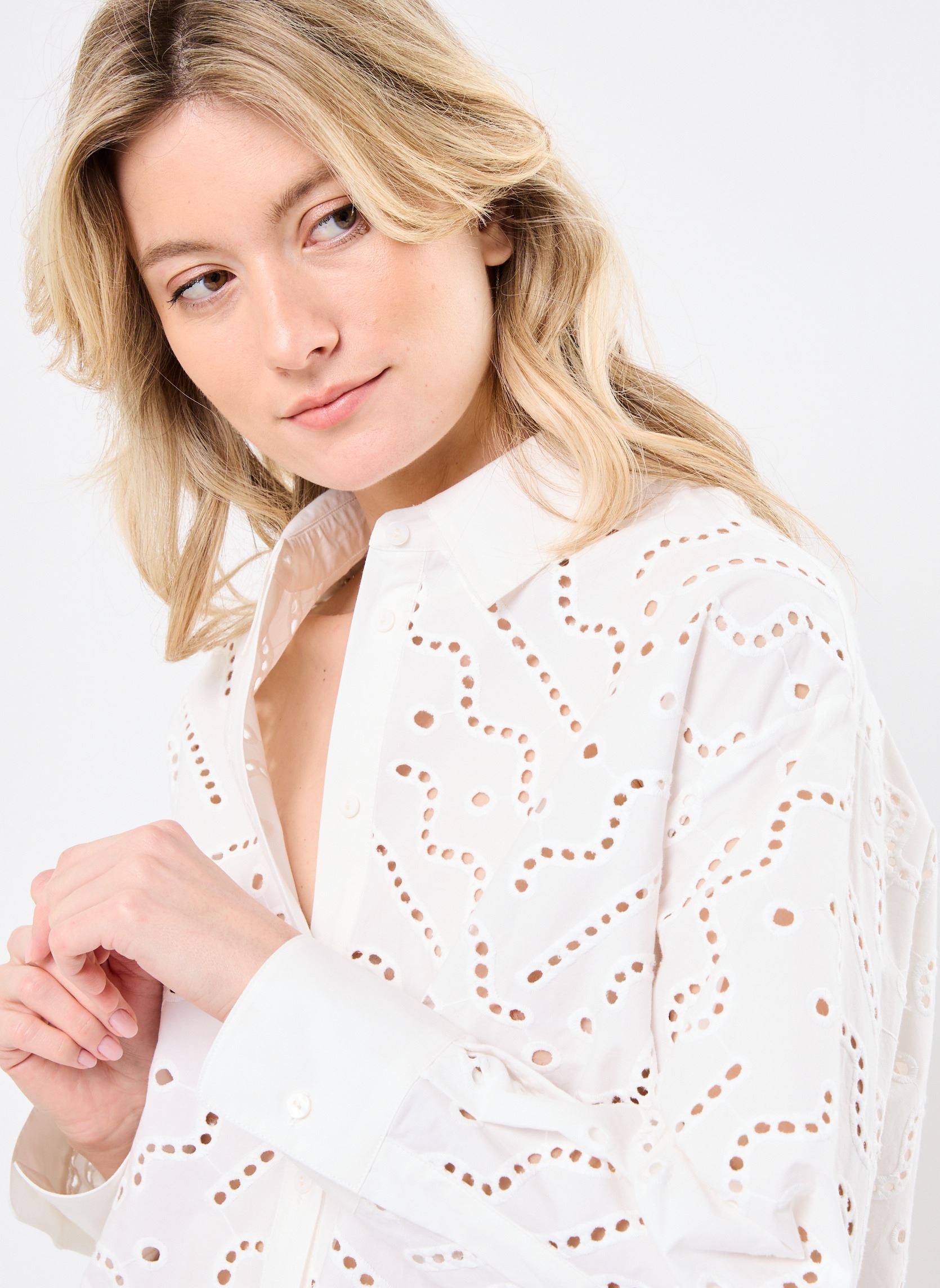 Lange mouw overhemden LOHAN dames wit Suncoo Lange mouw overhemden LOHAN dames wit Blanc Casse
