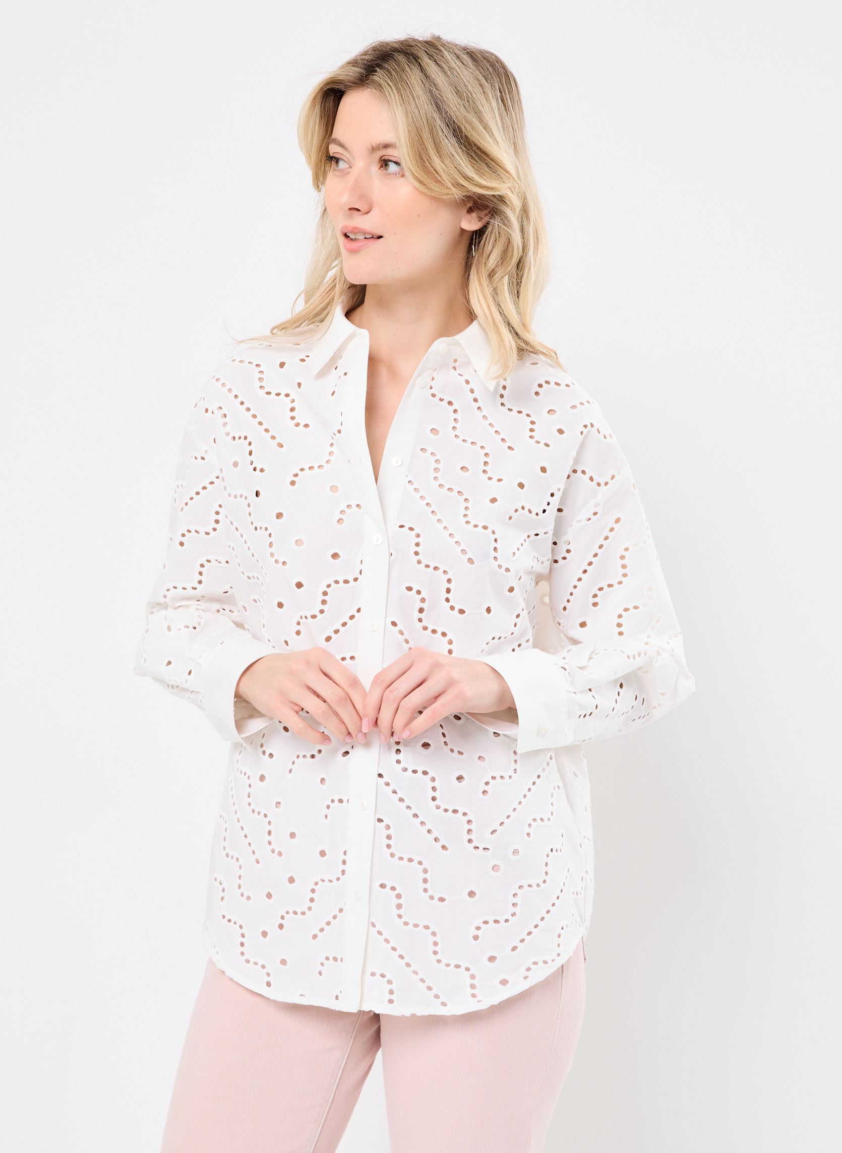 Lange mouw overhemden LOHAN dames wit Suncoo Lange mouw overhemden LOHAN dames wit Blanc Casse