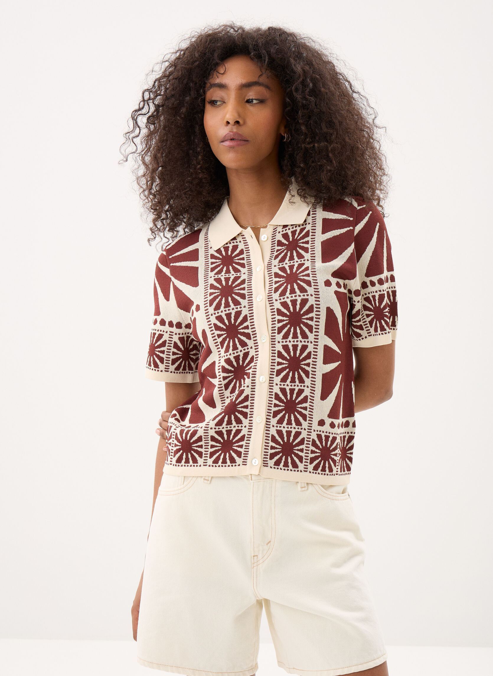 Chemises manches courtes GABERA femme marron Suncoo Chemises manches courtes GABERA femme marron Choco