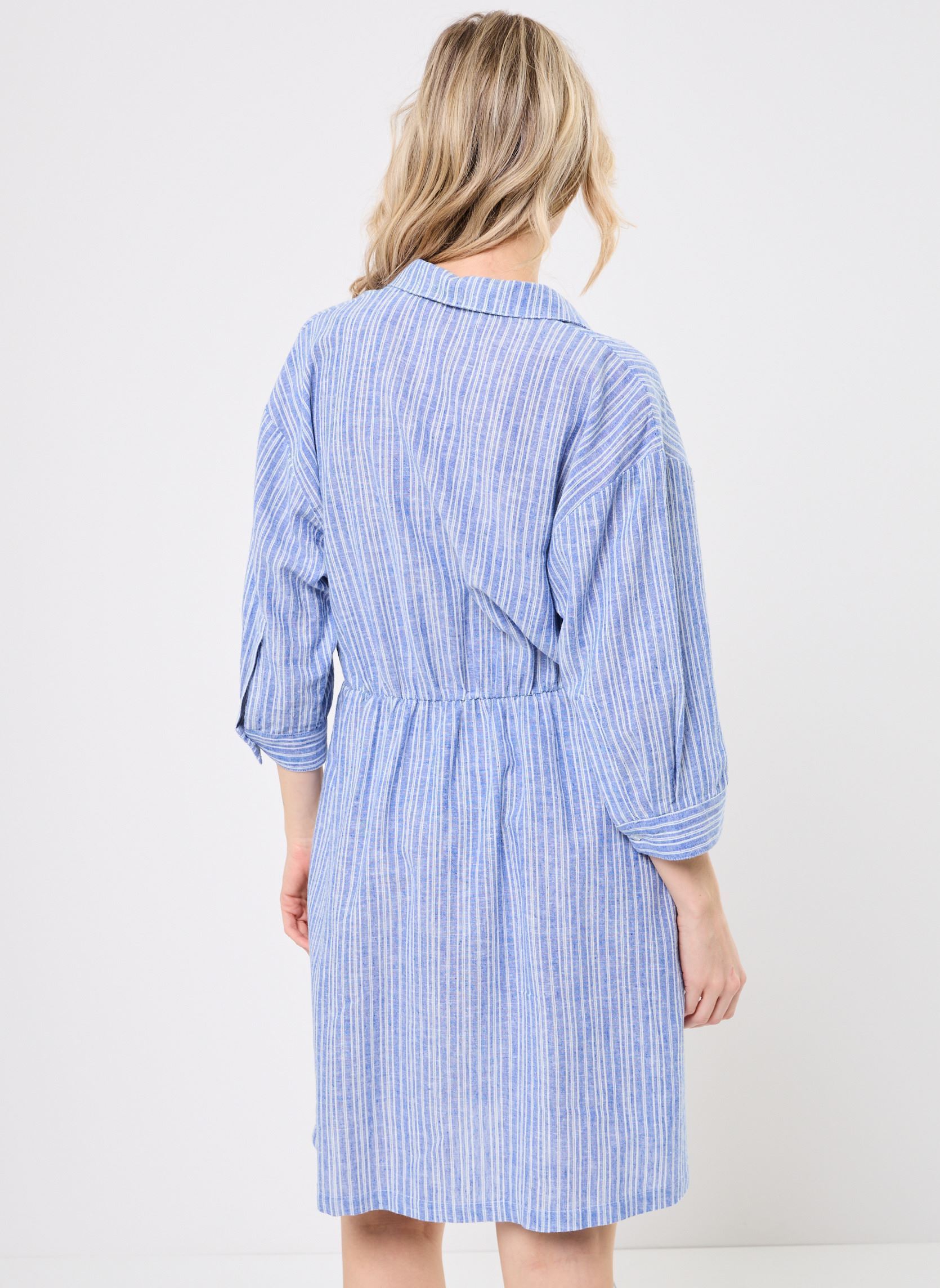 Jurken ROBE-RAYURES dames blauw Georgia Rose Jurken ROBE-RAYURES dames blauw IMP_RAYURE TRANSAT BLANC_BLEU