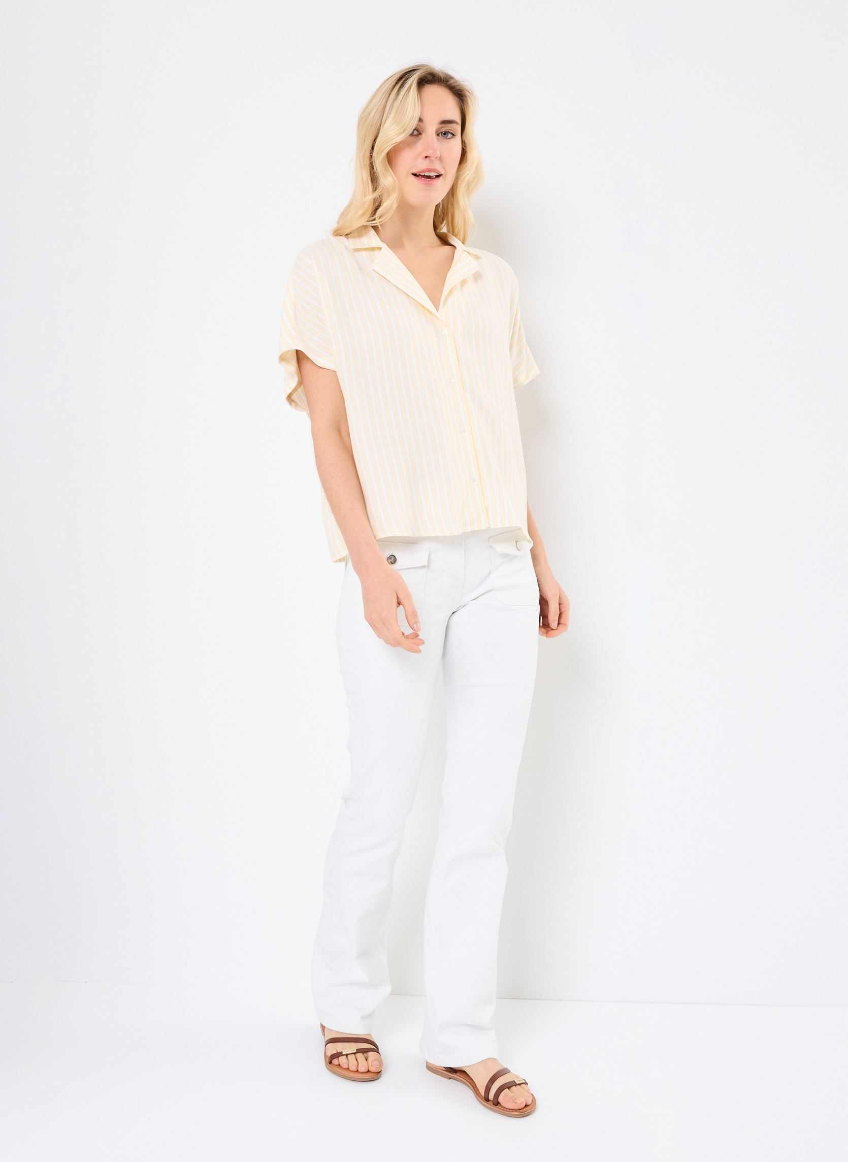Kurzarm-Hemden CASABLANCA rayures damen gelb Georgia Rose Kurzarm-Hemden CASABLANCA rayures damen gelb YARROW