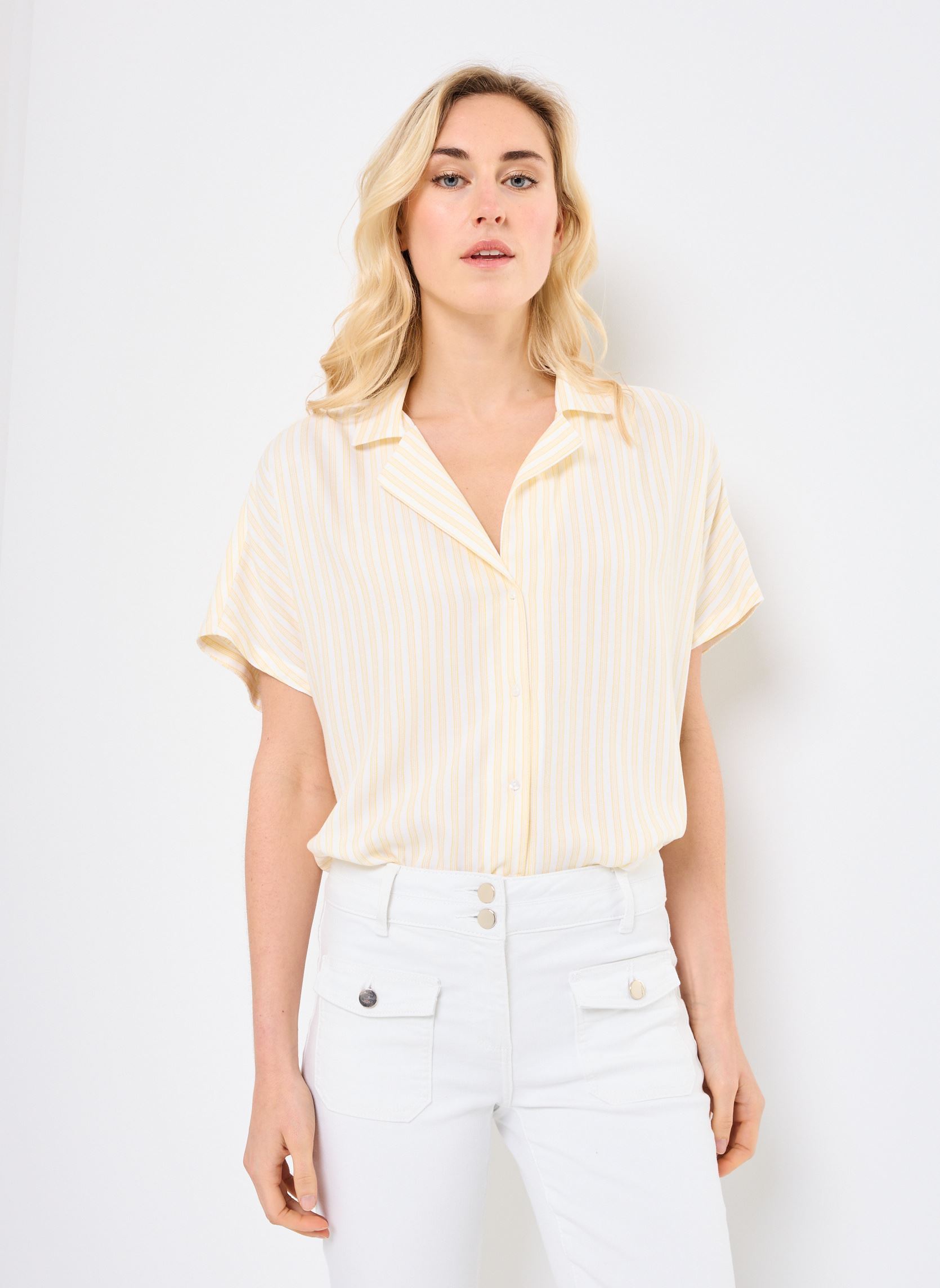 Kurzarm-Hemden CASABLANCA rayures damen gelb Georgia Rose Kurzarm-Hemden CASABLANCA rayures damen gelb YARROW