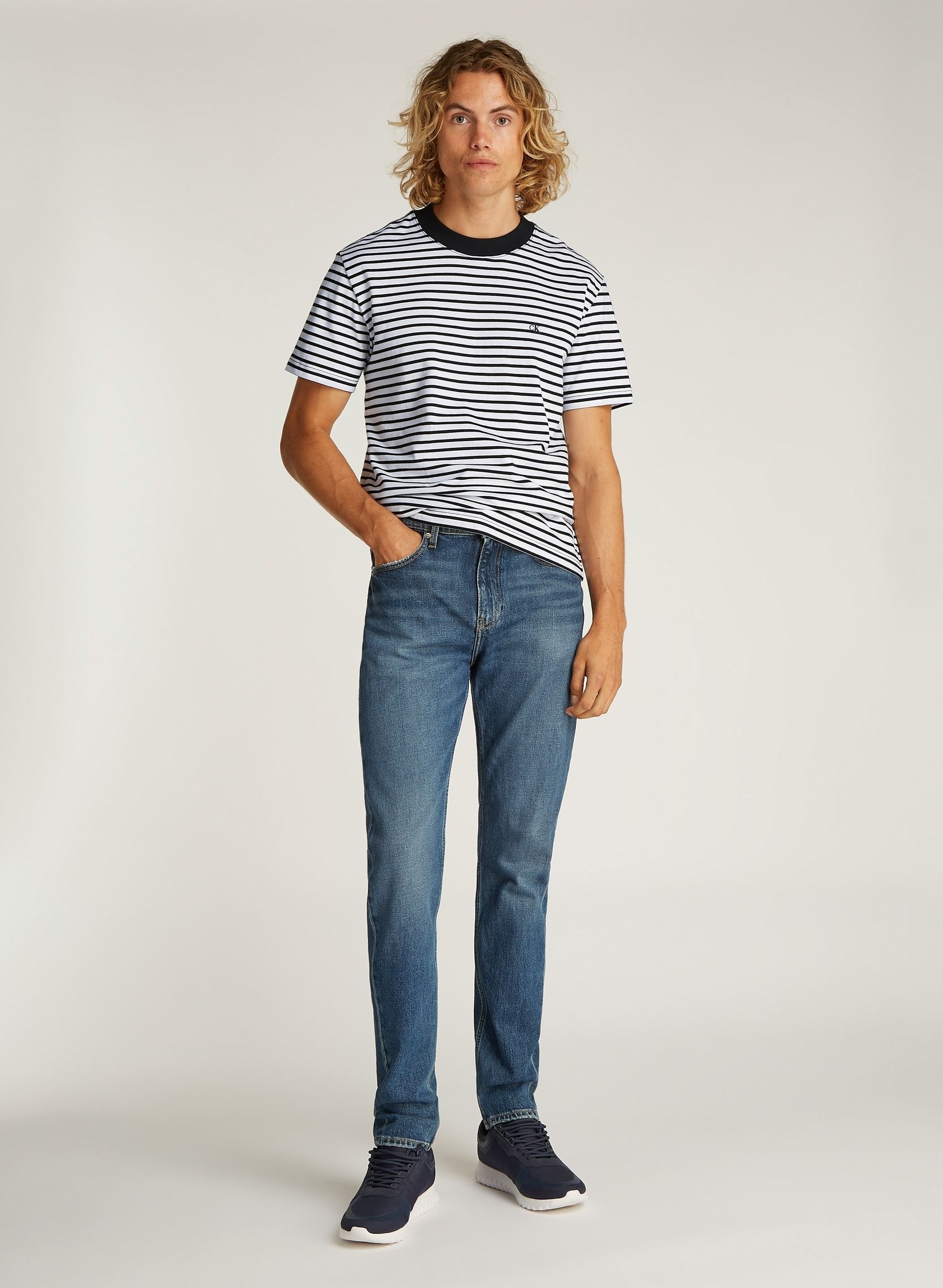 Kurzarm-T-Shirts Heavy Regular Tee J30J326683 herren schwarz Calvin Klein Jeans Kurzarm-T-Shirts Heavy Regular Tee J30J326683 herren schwarz CK BLACK / BRIGHT WHITE STRIPE
