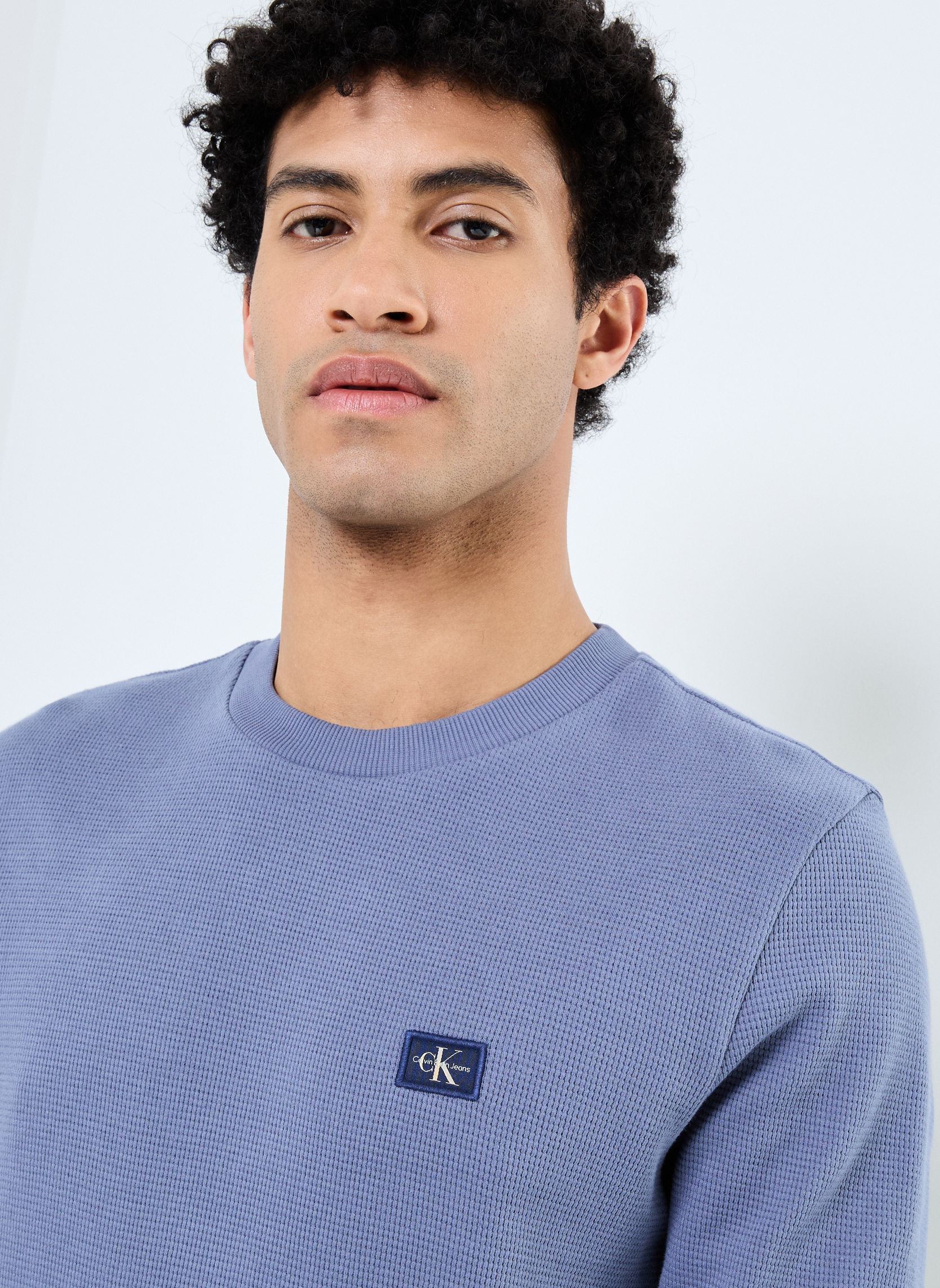 Tee-shirts manches longues Woven Label Waffle L J30J327117 homme gris Calvin Klein Jeans Tee-shirts manches longues Woven Label Waffle L J30J327117 homme gris GRISAILLE