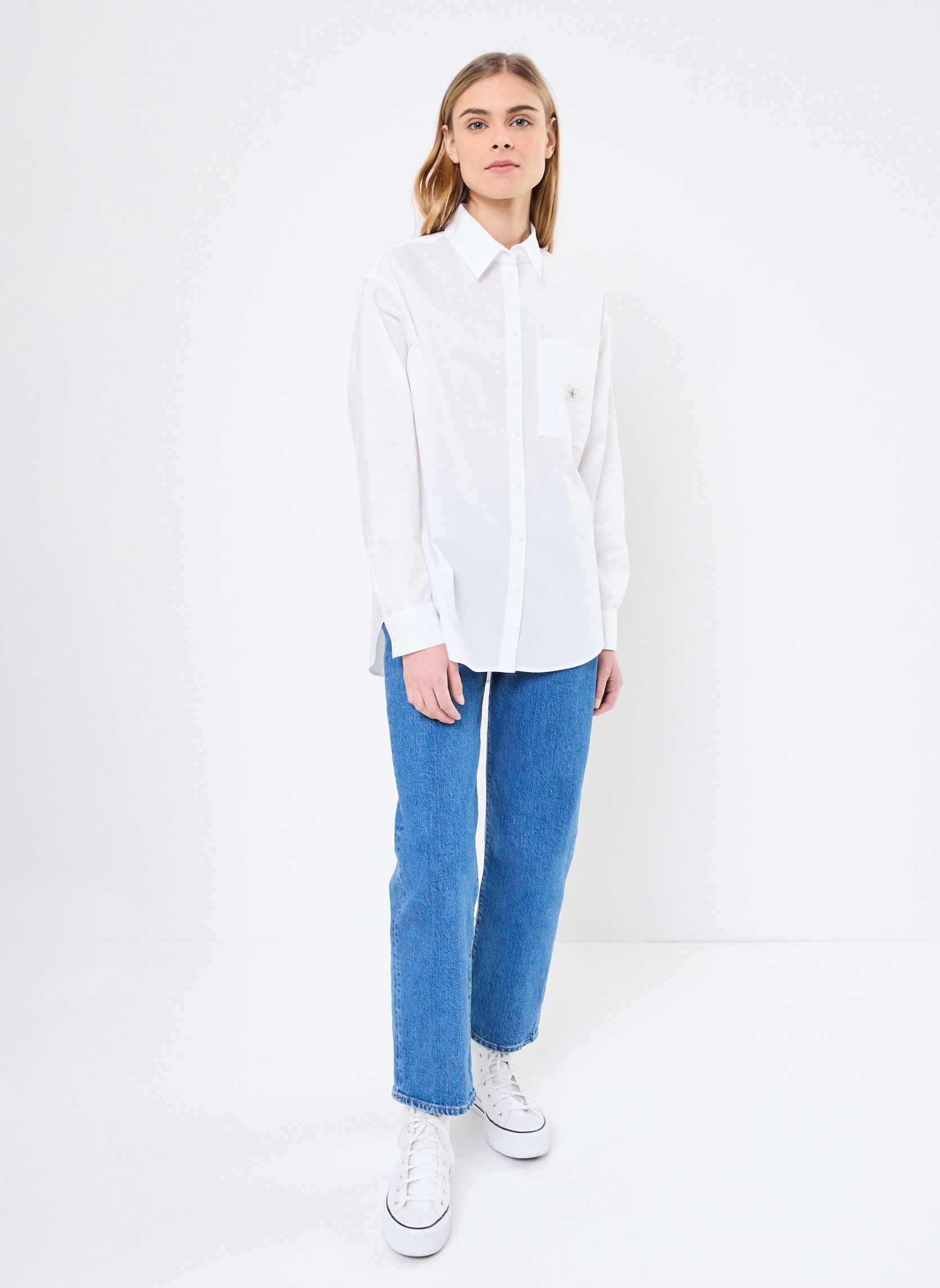 Chemises Woven Label Relaxed J20J224436 femme blanc Calvin Klein Jeans Chemises Woven Label Relaxed J20J224436 femme blanc BRIGHT WHITE