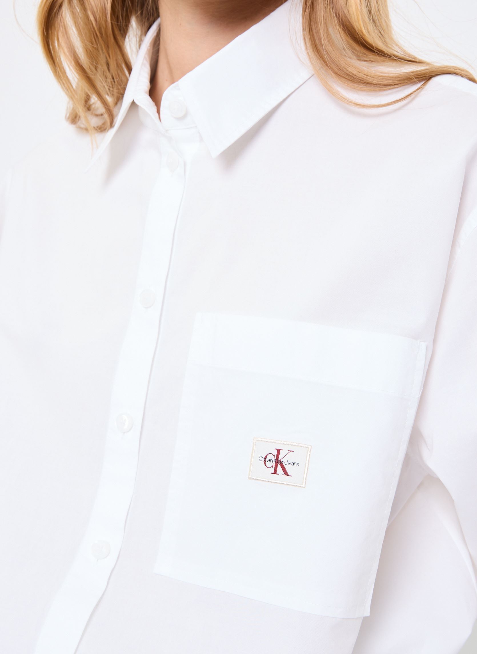Chemises Woven Label Relaxed J20J224436 femme blanc Calvin Klein Jeans Chemises Woven Label Relaxed J20J224436 femme blanc BRIGHT WHITE