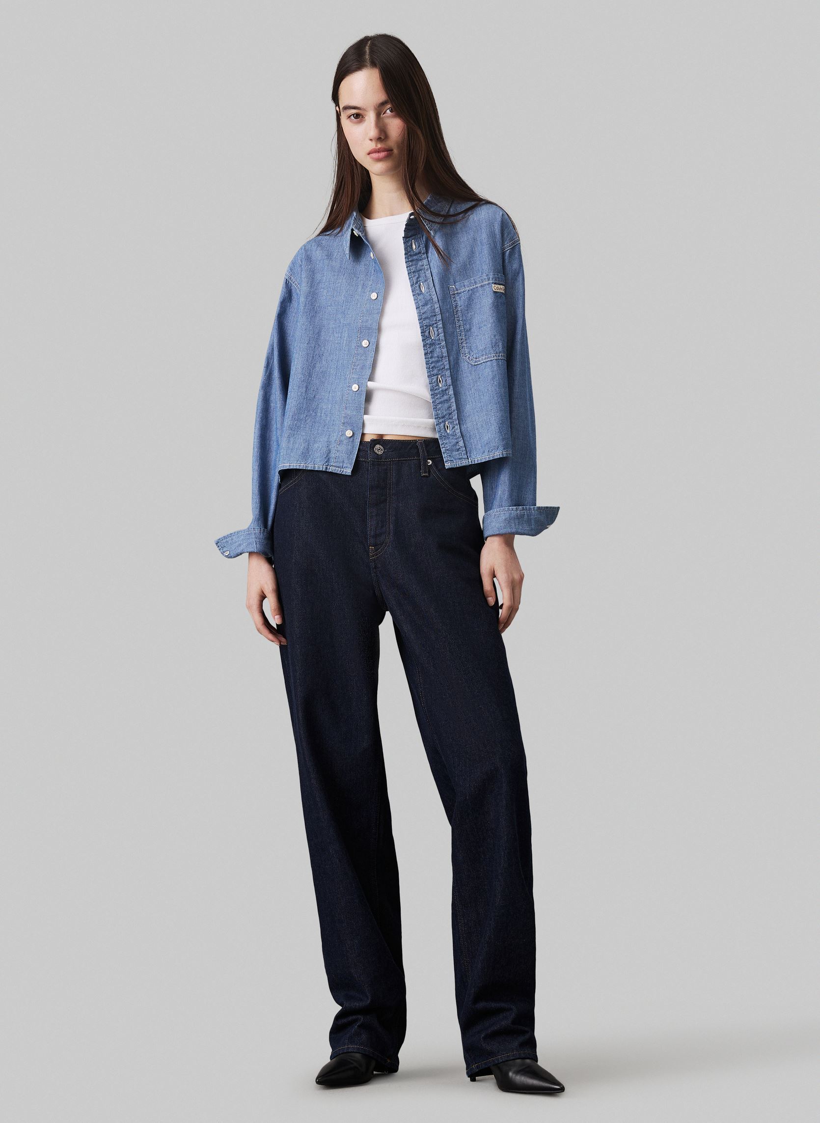 Kurzarm-Hemden Cropped Dad Denim Sh J20J225011 damen blau Calvin Klein Jeans Kurzarm-Hemden Cropped Dad Denim Sh J20J225011 damen blau DENIM MEDIUM