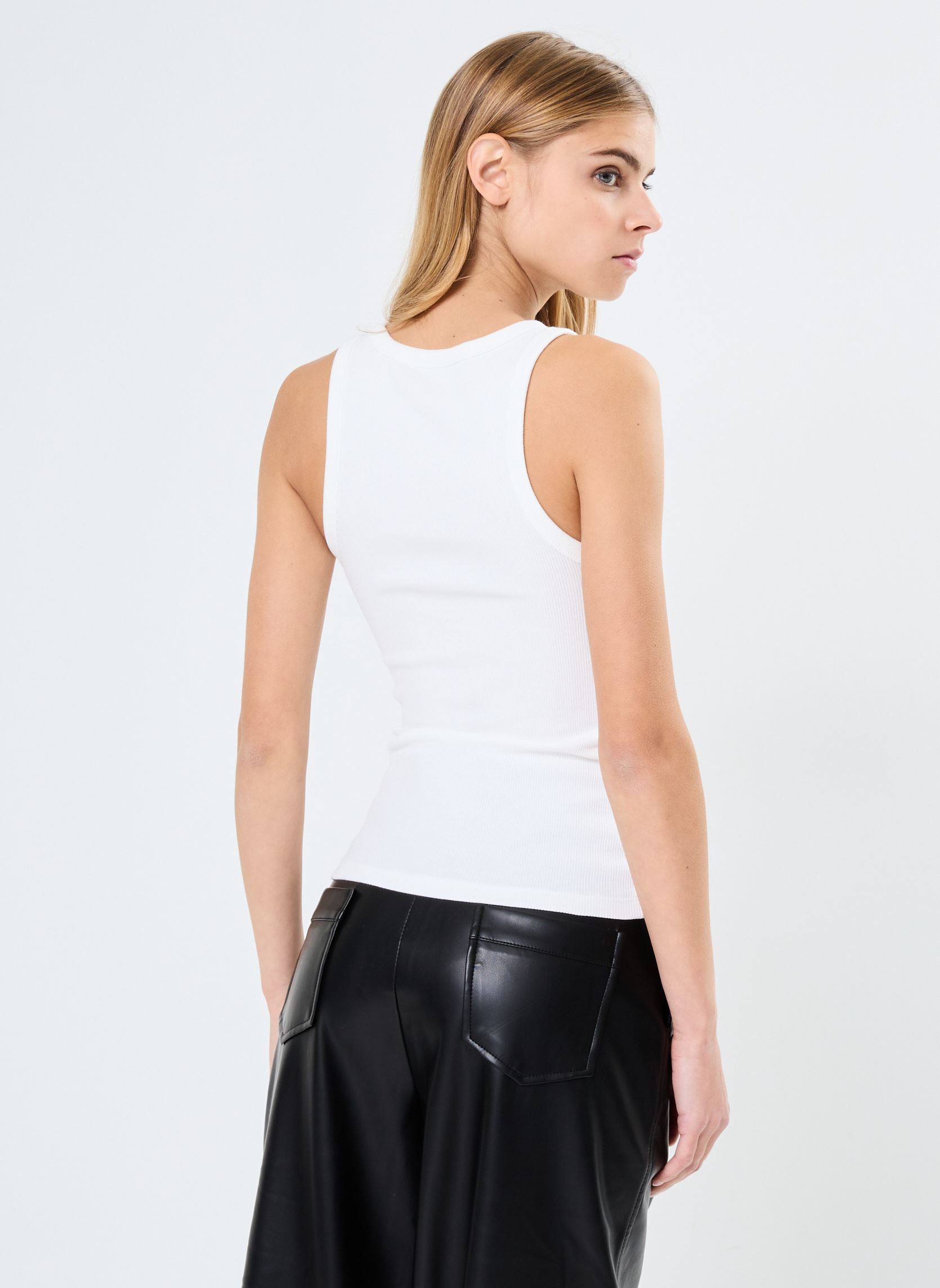 Canotte Woven Label Rib Tank J20J224762 donna bianco Calvin Klein Jeans Canotte Woven Label Rib Tank J20J224762 donna bianco BRIGHT WHITE