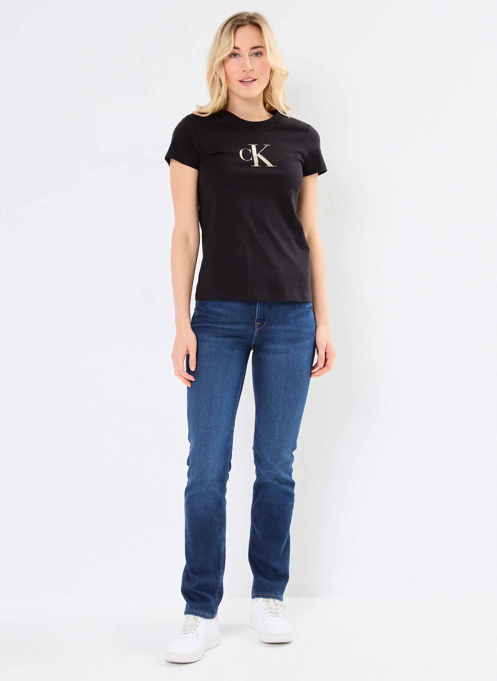 Tee-shirts manches courtes Gradient Ck Slim Tee J20J224982 femme noir Calvin Klein Jeans Tee-shirts manches courtes Gradient Ck Slim Tee J20J224982 femme noir CK BLACK