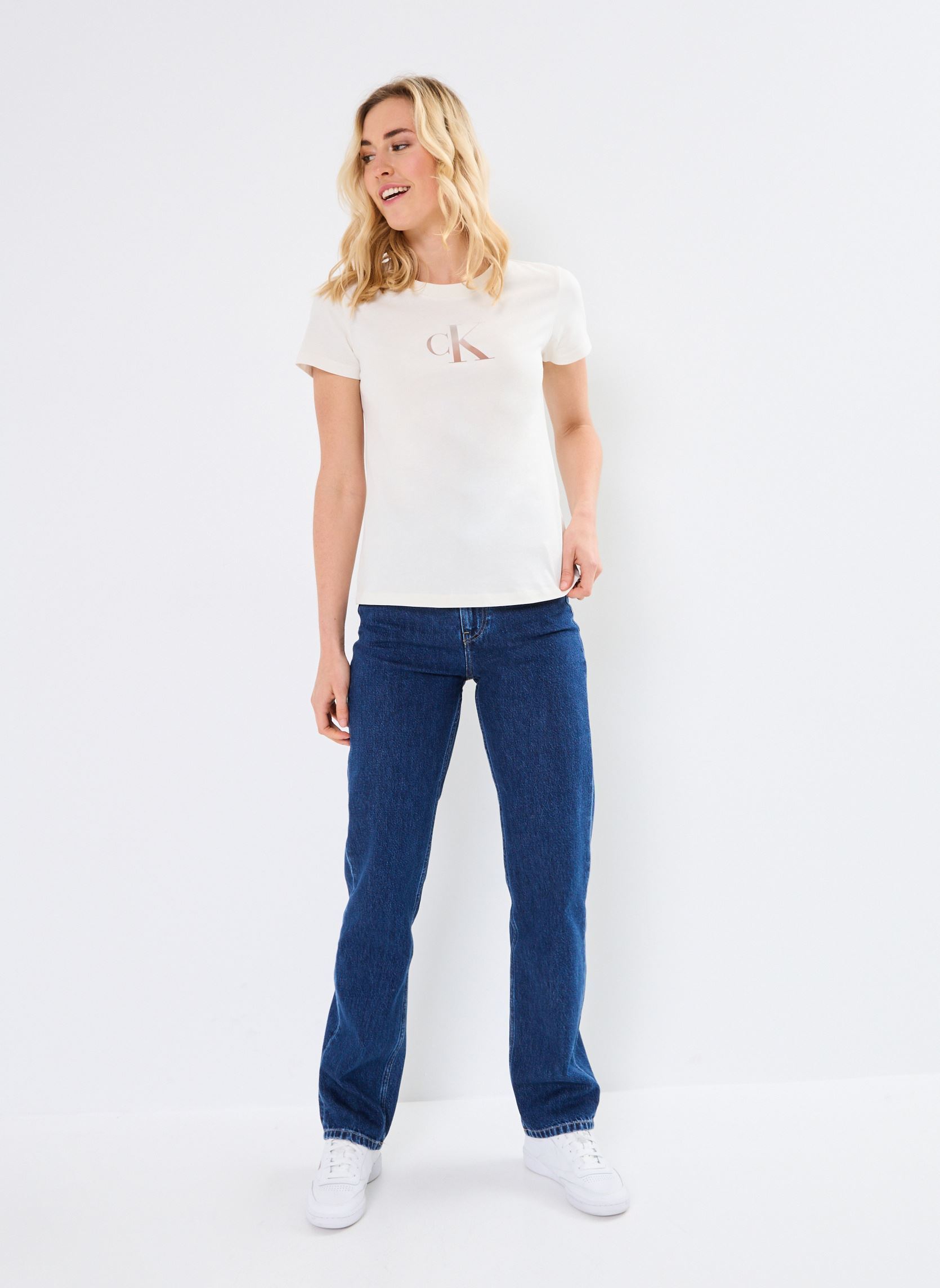 T-shirts met korte mouwen Gradient Ck Slim Tee J20J224982 dames wit Calvin Klein Jeans T-shirts met korte mouwen Gradient Ck Slim Tee J20J224982 dames wit IVORY