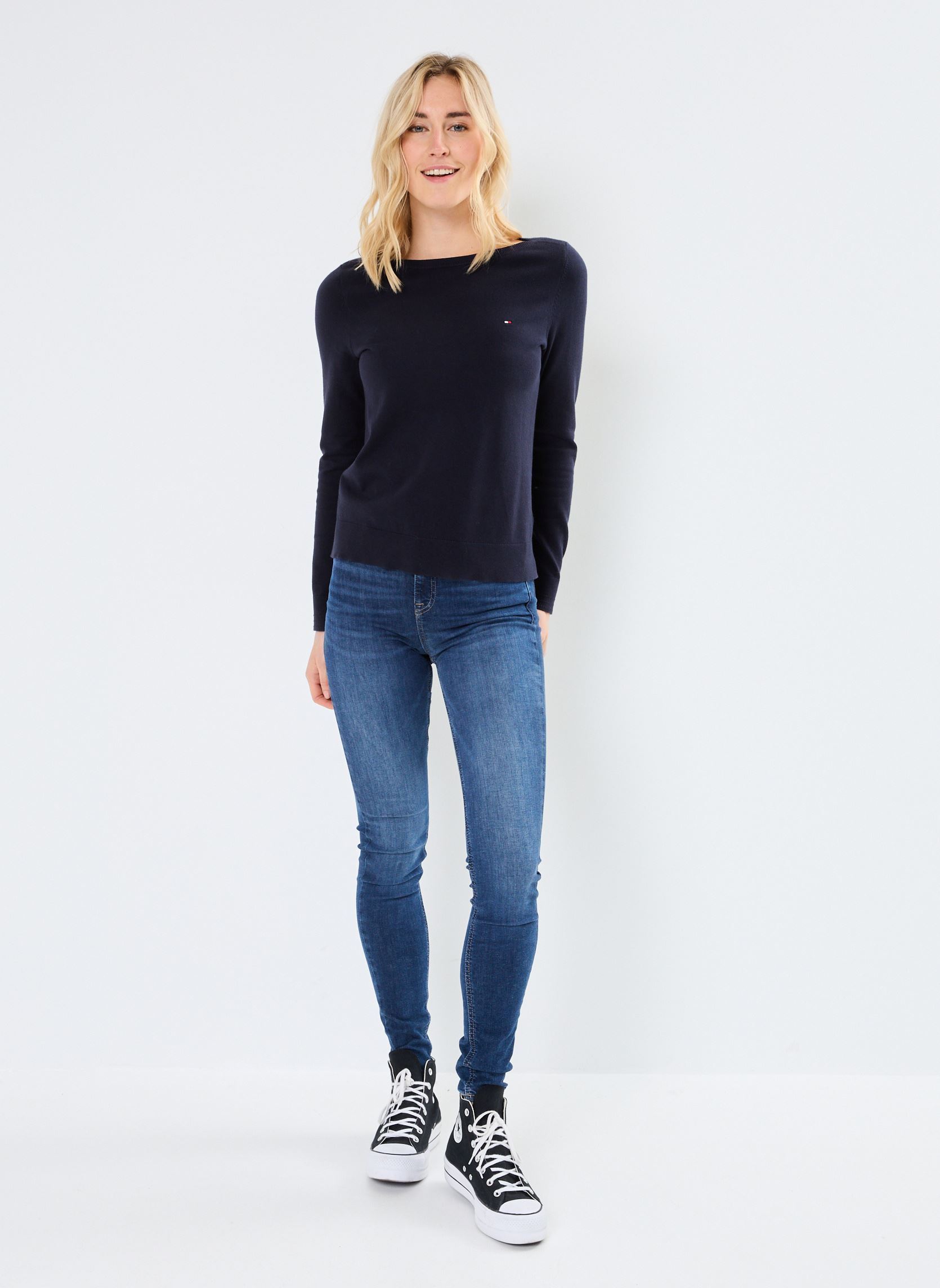 Pulls Co Jersey Stitch Boa WW0WW42050 femme bleu Tommy Hilfiger Pulls Co Jersey Stitch Boa WW0WW42050 femme bleu DESERT SKY
