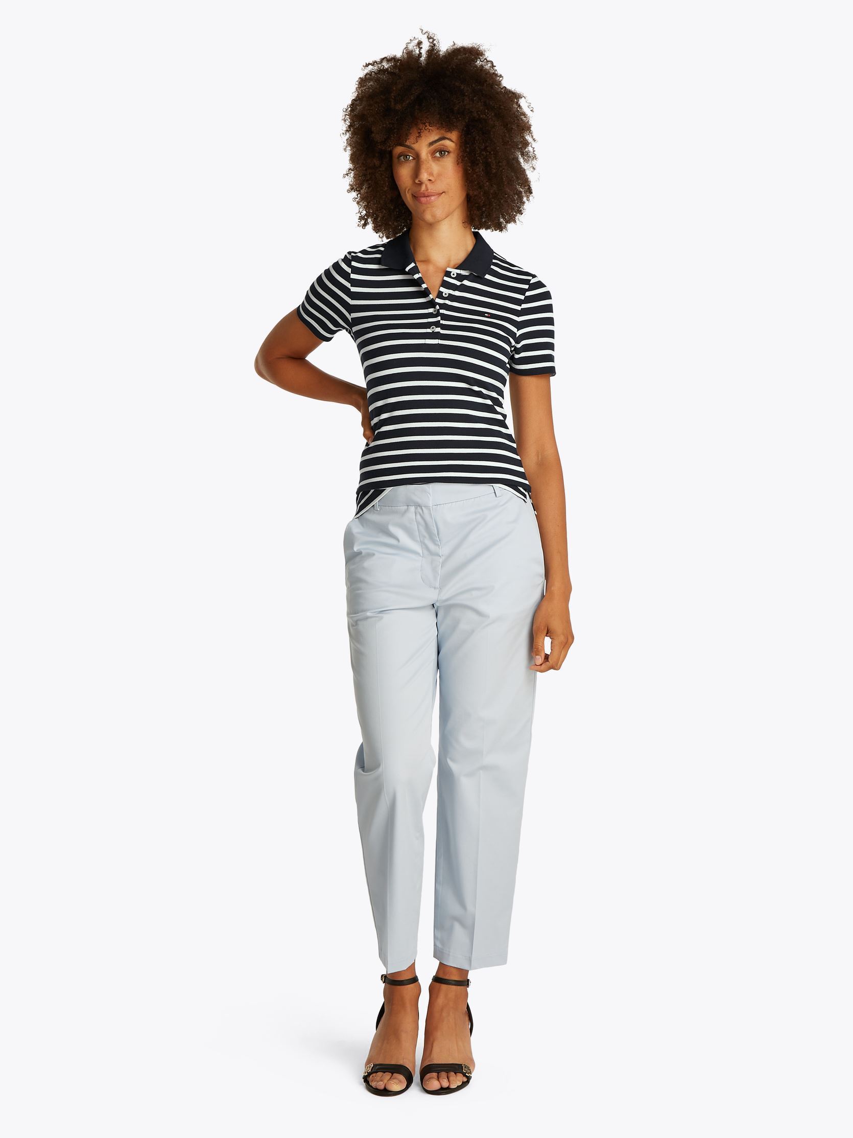 Kurzarm-Poloshirts 1985 Slim Pique Polo WW0WW43225 damen blau Tommy Hilfiger Kurzarm-Poloshirts 1985 Slim Pique Polo WW0WW43225 damen blau DARK NIGHT NAVY/ ECRU STP