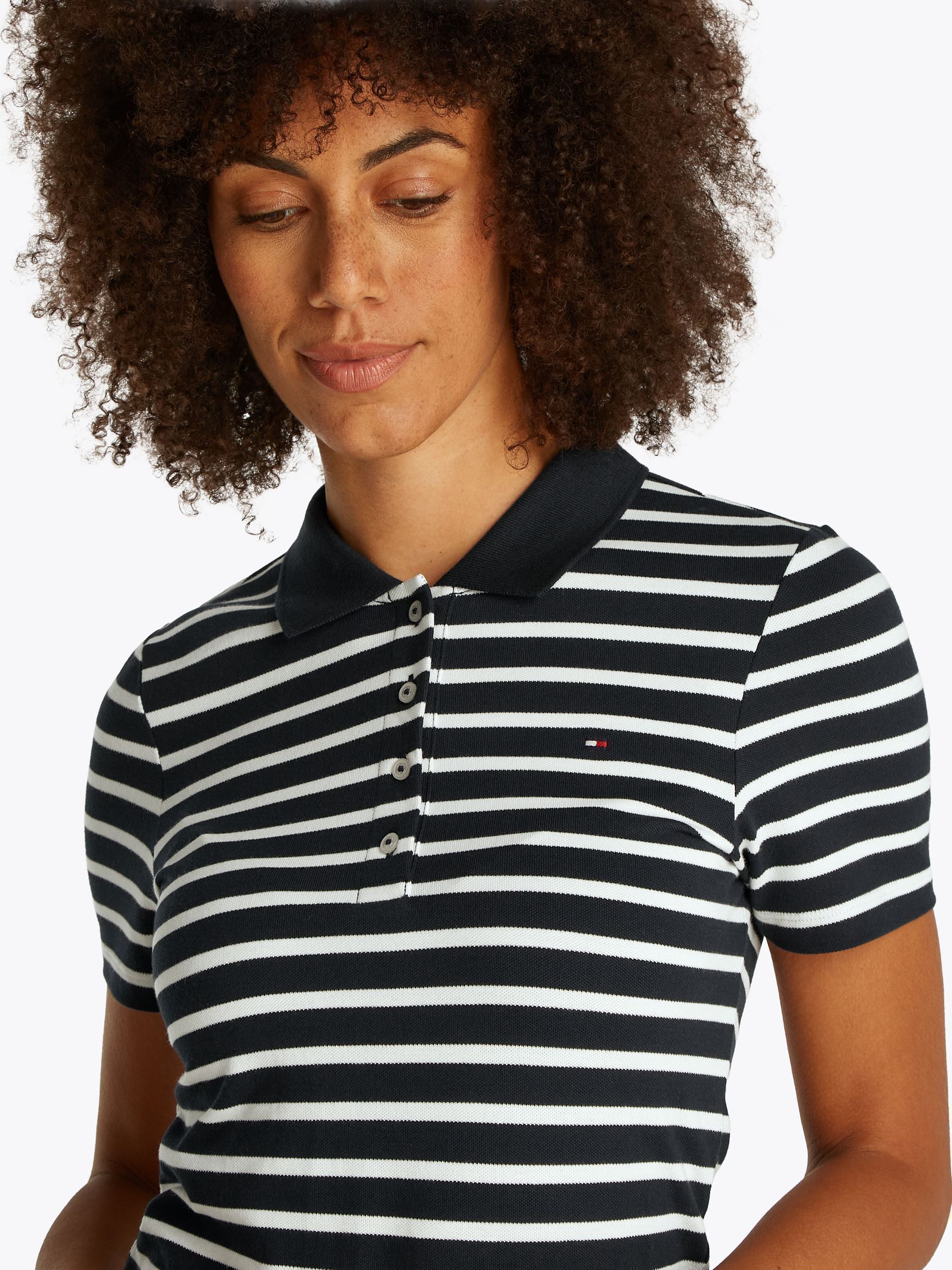 Kurzarm-Poloshirts 1985 Slim Pique Polo WW0WW43225 damen blau Tommy Hilfiger Kurzarm-Poloshirts 1985 Slim Pique Polo WW0WW43225 damen blau DARK NIGHT NAVY/ ECRU STP