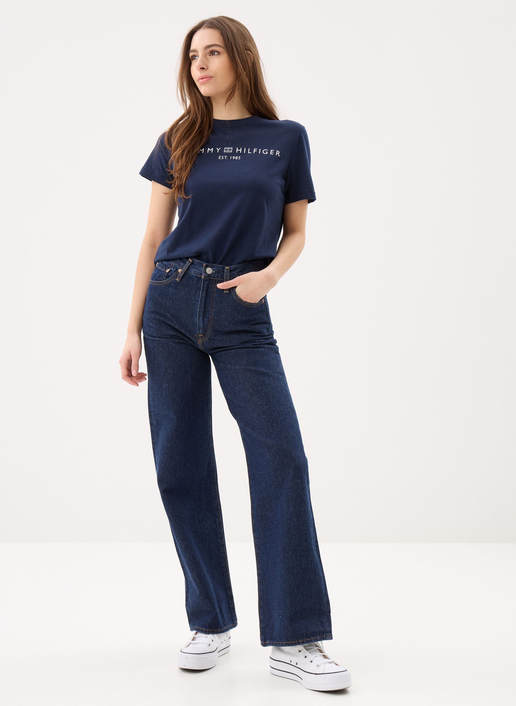 Kurzarm-T-Shirts Reg Corp Logo C-Nk S WW0WW40276 damen blau Tommy Hilfiger Kurzarm-T-Shirts Reg Corp Logo C-Nk S WW0WW40276 damen blau DARK NIGHT NAVY