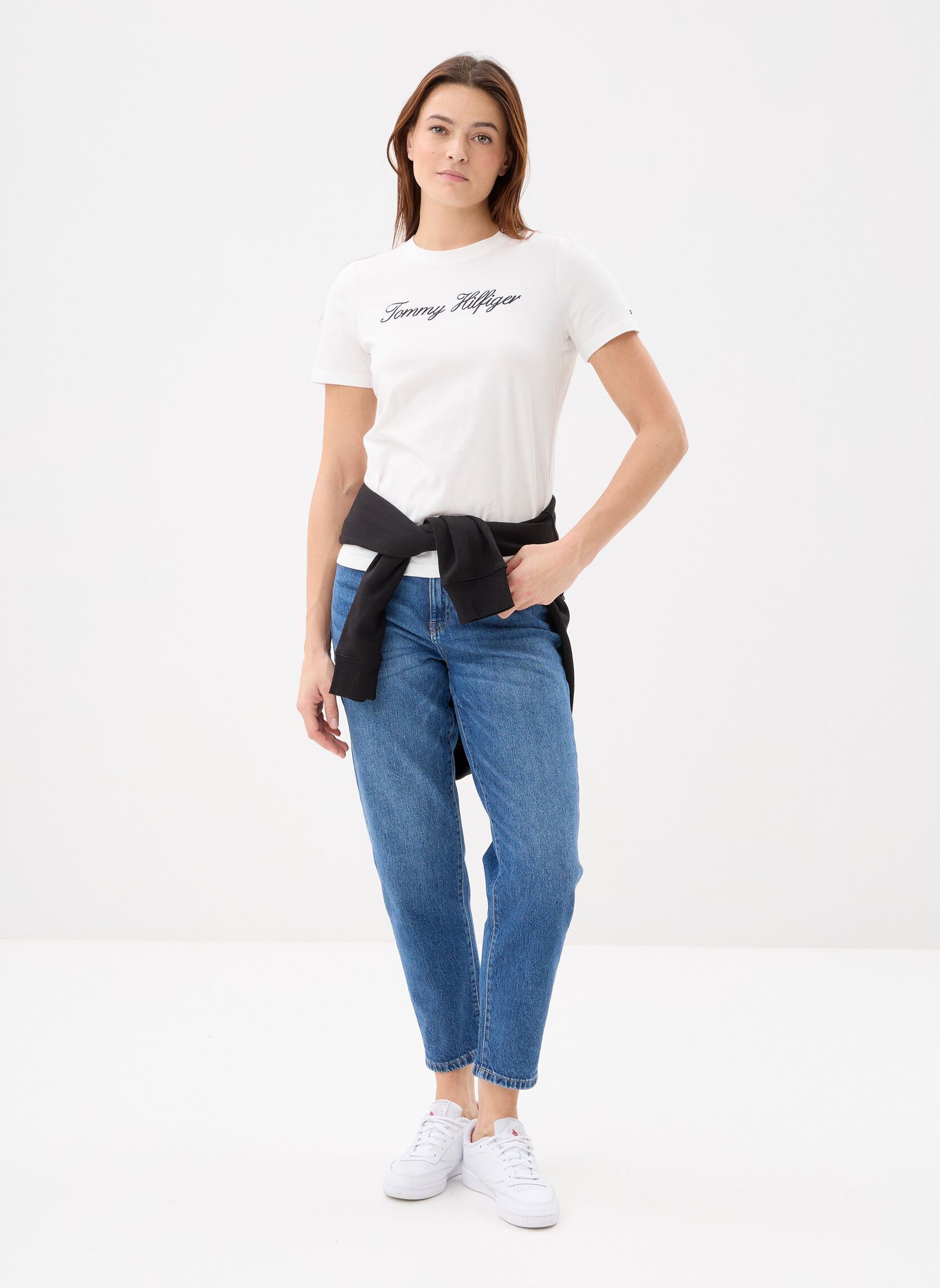 Tee-shirts manches courtes Nos Script Regular C WW0WW43459 femme blanc Tommy Hilfiger Tee-shirts manches courtes Nos Script Regular C WW0WW43459 femme blanc NOS ECRU
