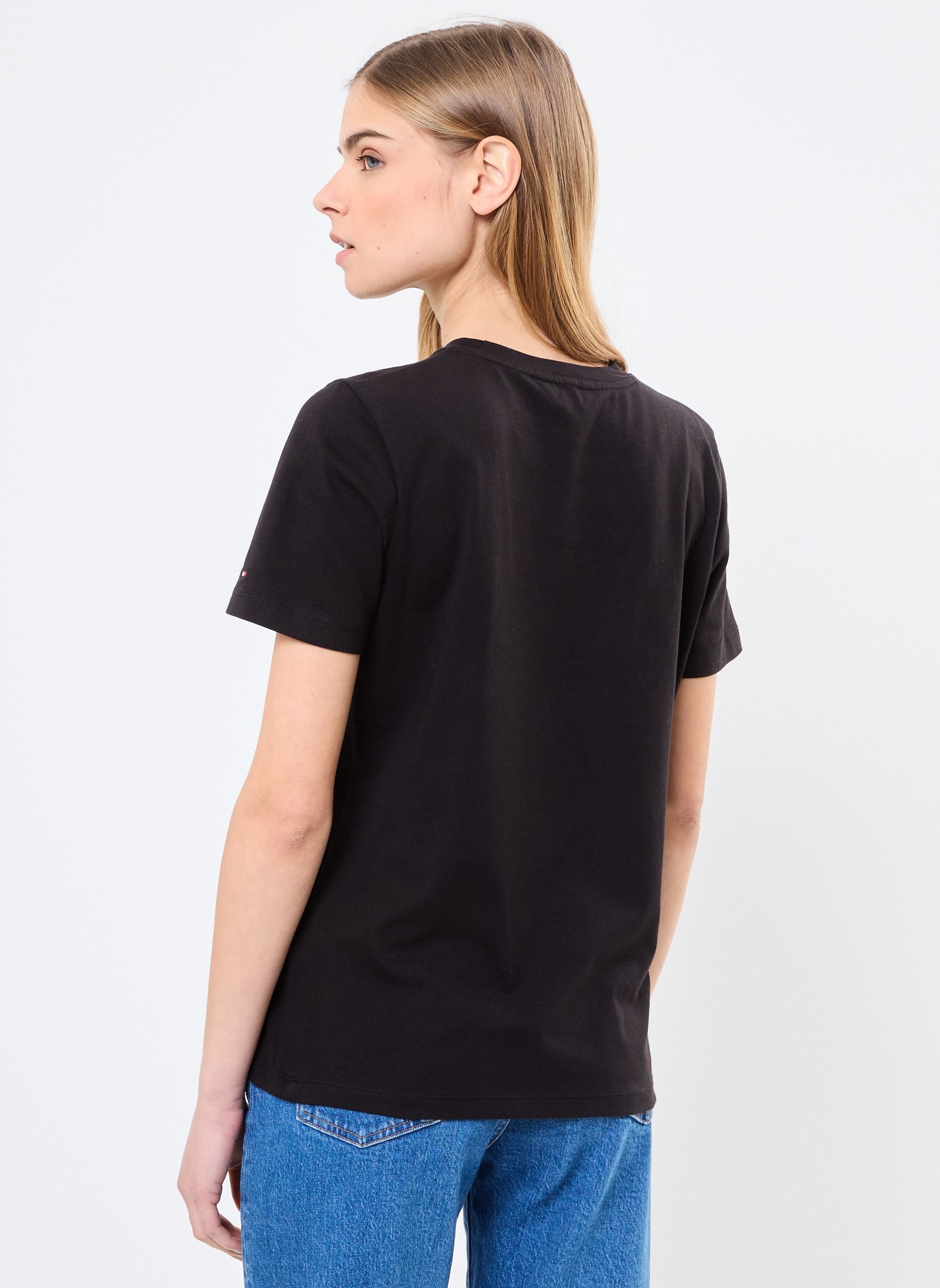 Tee-shirts manches courtes Nos Script Regular C WW0WW43459 femme noir Tommy Hilfiger Tee-shirts manches courtes Nos Script Regular C WW0WW43459 femme noir NOS BLACK