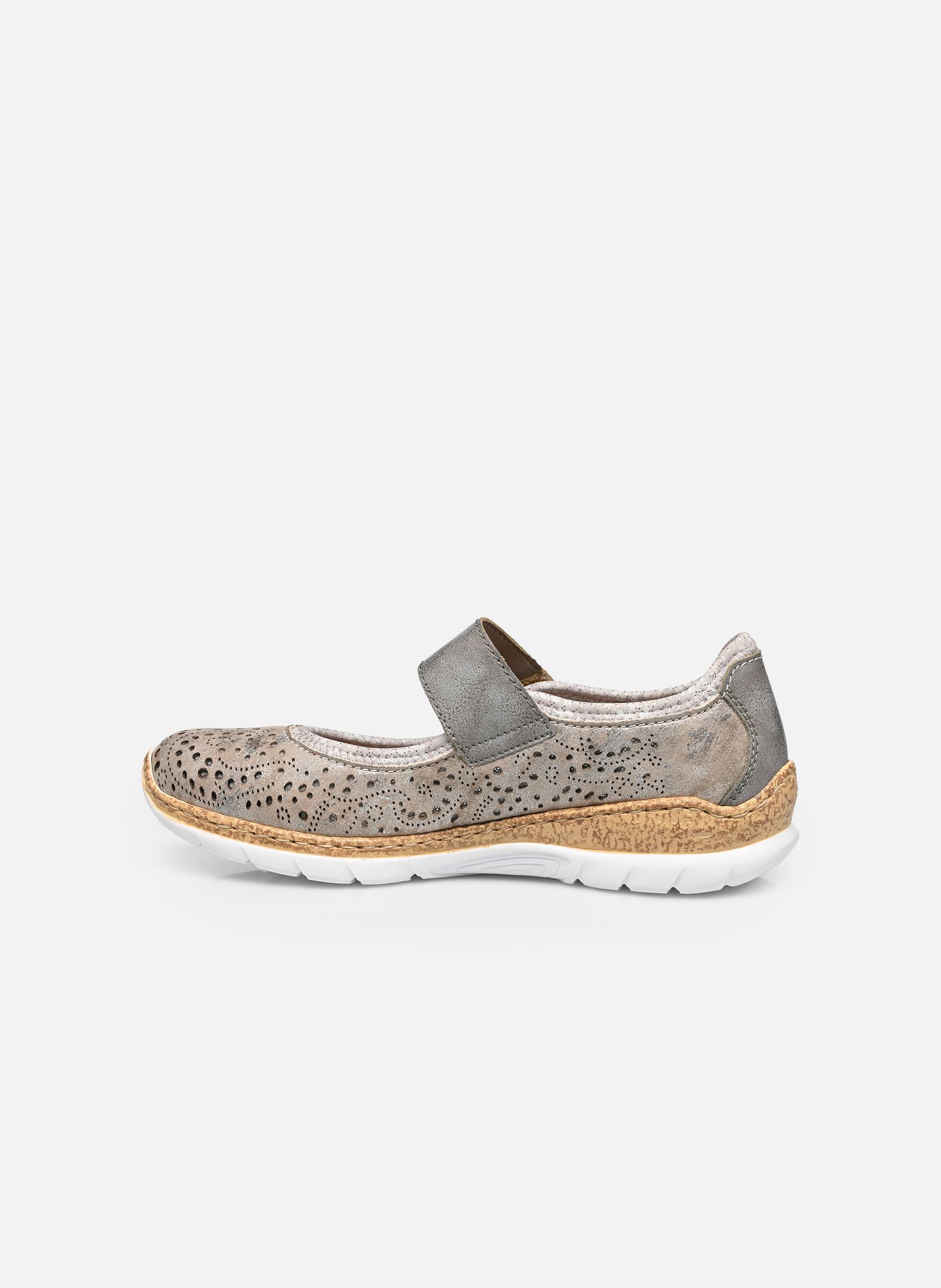 Mary Janes N4299 dames zilver Rieker Mary Janes N4299 dames zilver ROSE-METALLIC/GREY/SILVERFLOWE