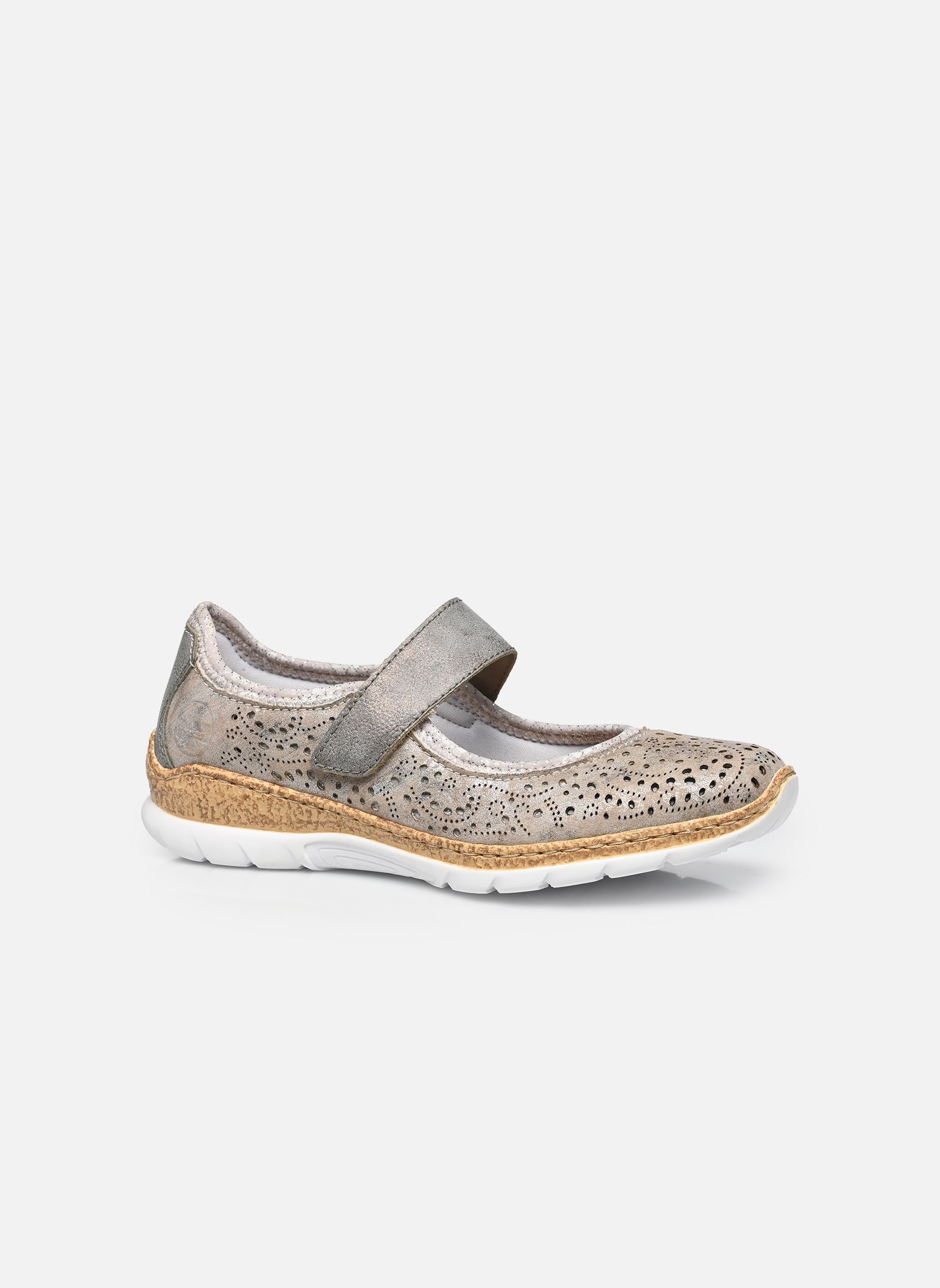 Mary Janes N4299 dames zilver Rieker Mary Janes N4299 dames zilver ROSE-METALLIC/GREY/SILVERFLOWE