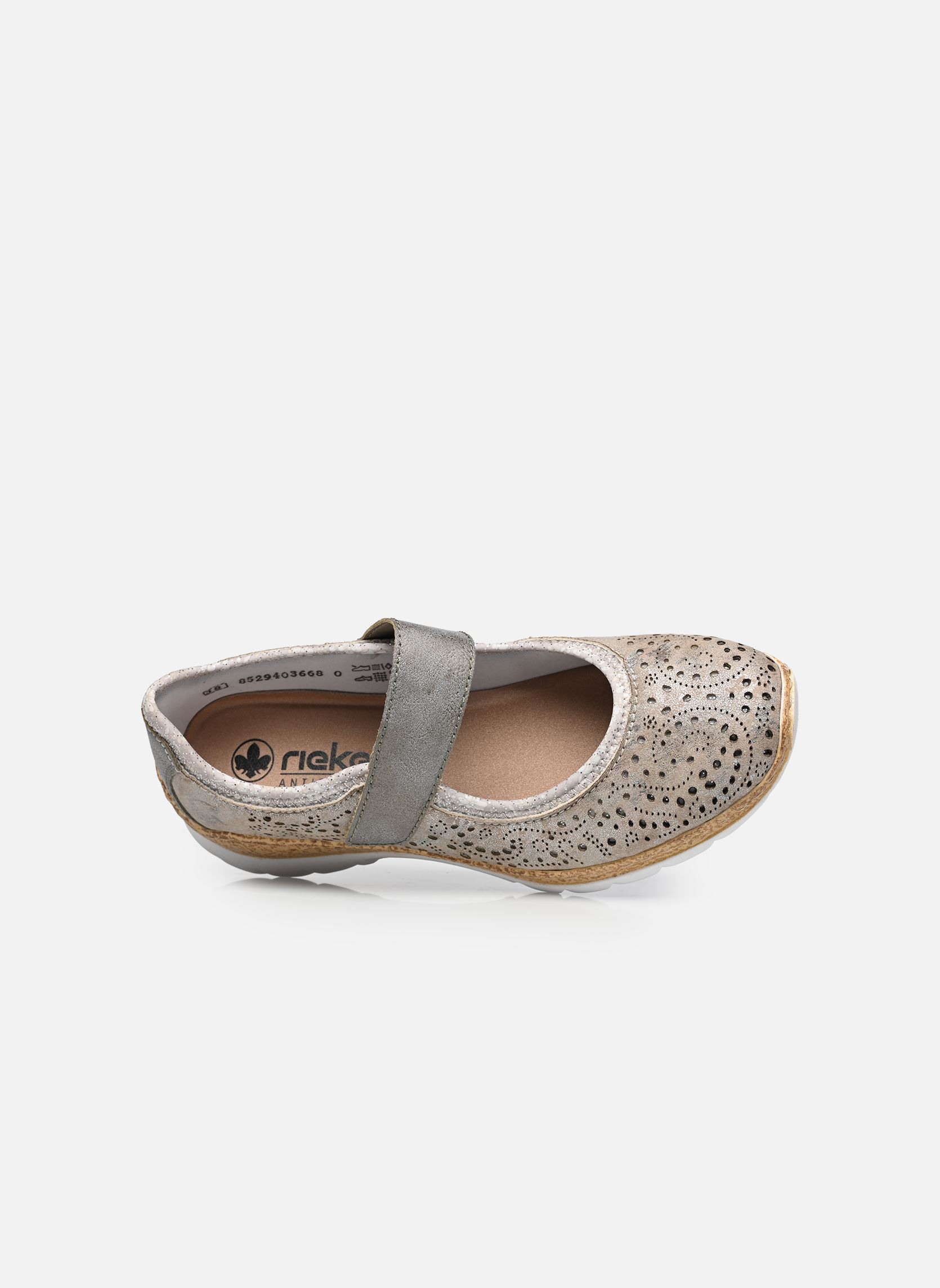Mary Janes N4299 dames zilver Rieker Mary Janes N4299 dames zilver ROSE-METALLIC/GREY/SILVERFLOWE
