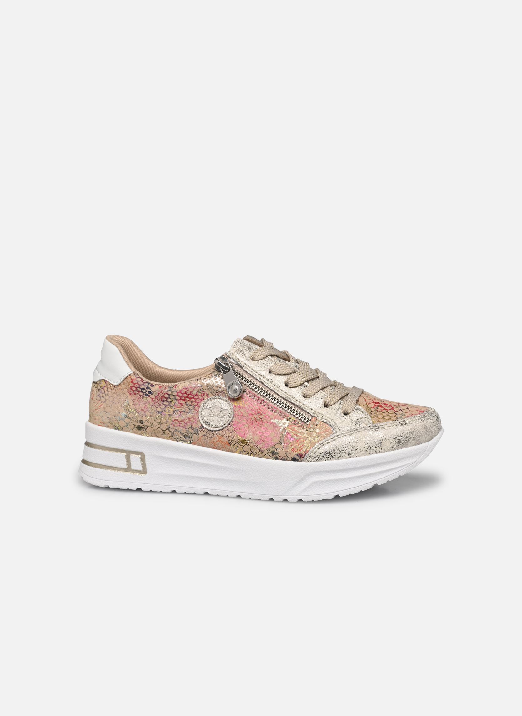 Sleehak sneakers N8103 dames meerkleurig Rieker Sleehak sneakers N8103 dames meerkleurig BEIGE-GOLD/BEIGE-MULTI/WEISS