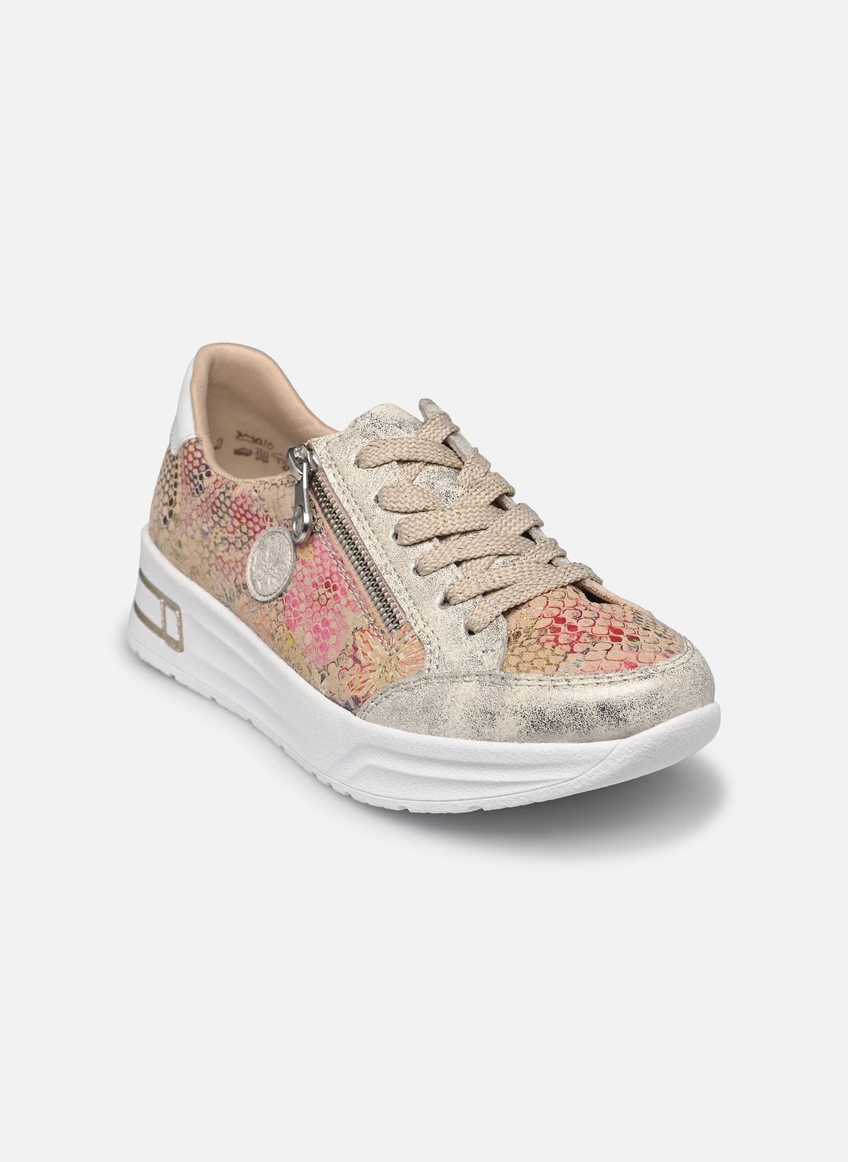 Sleehak sneakers N8103 dames meerkleurig Rieker Sleehak sneakers N8103 dames meerkleurig BEIGE-GOLD/BEIGE-MULTI/WEISS