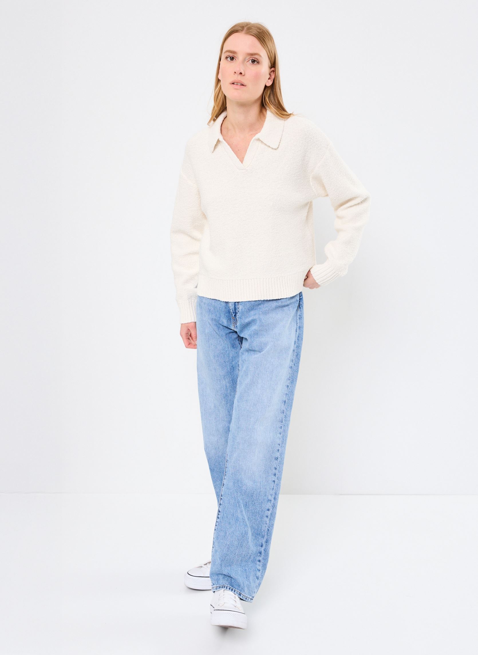 Pullover SATELLITE POLO SWEATER damen weiß Levi's Pullover SATELLITE POLO SWEATER damen weiß EGRET COTTON