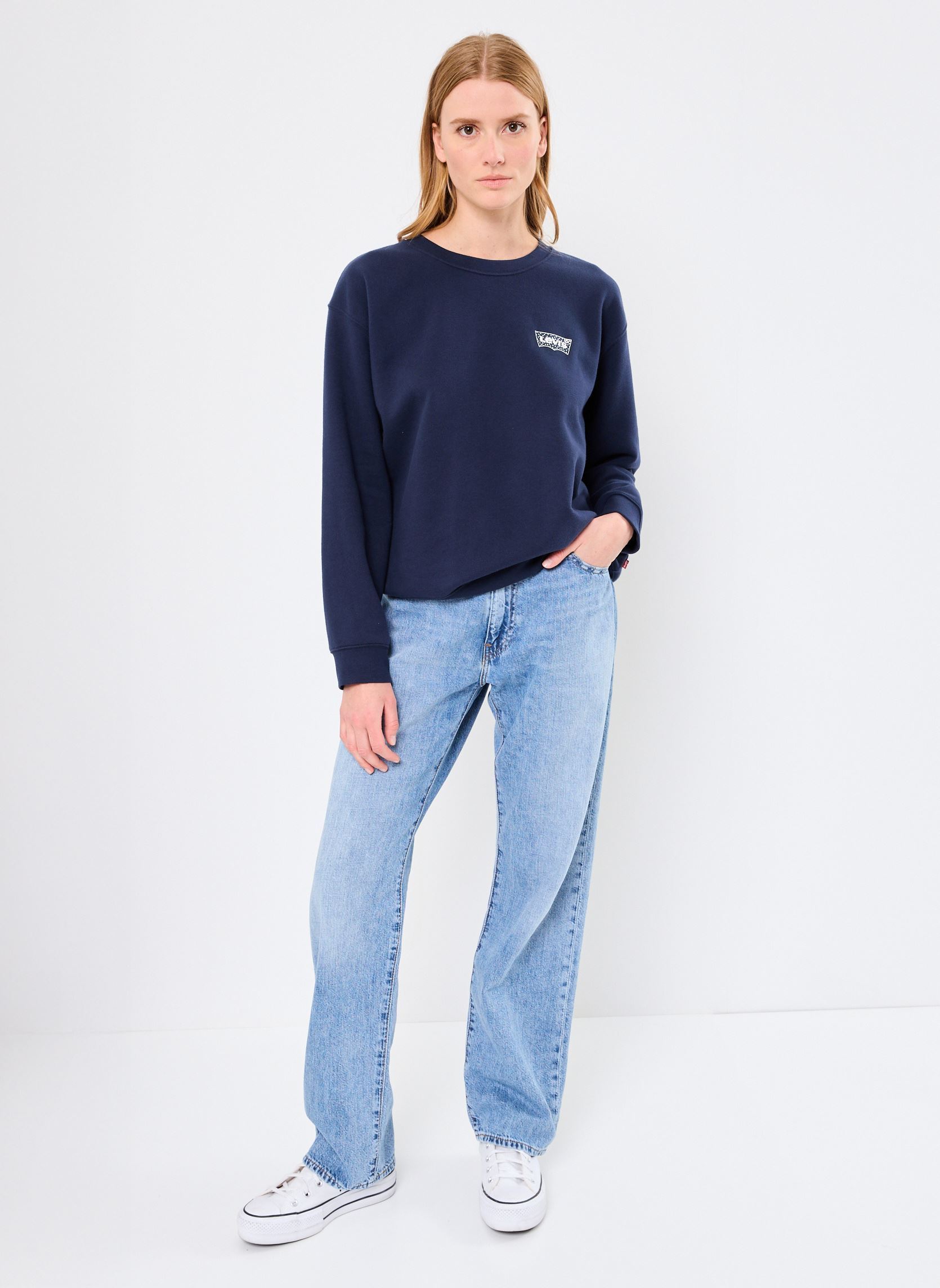Sweatshirts GR EVERYDAY CREW femme bleu Levi's Sweatshirts GR EVERYDAY CREW femme bleu CREW MAYA FUZZY DOT BW FILL NA
