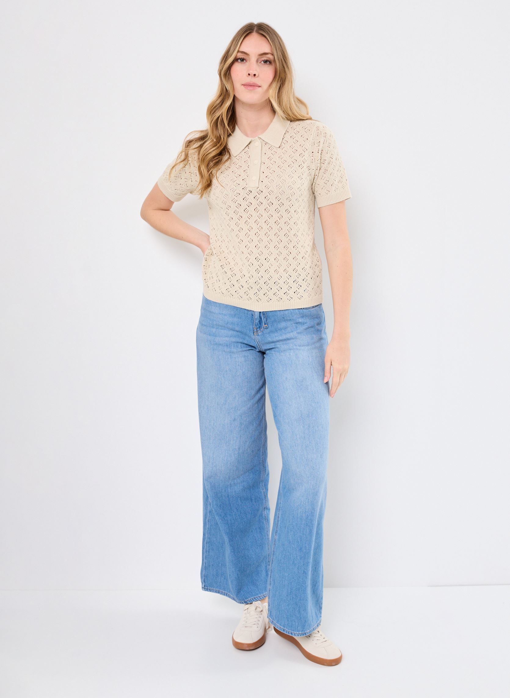 Polos manches courtes LAVENDER POINTELLE POLO femme beige Levi's Polos manches courtes LAVENDER POINTELLE POLO femme beige Oatmeal